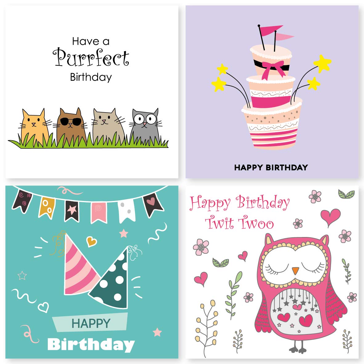 24-Pack Mixed Birthday Cards with Envelopes - Blank Inside Happy Birthday Greeting Cards for All Ages - Perfect for Parties, Gifts & Celebrations