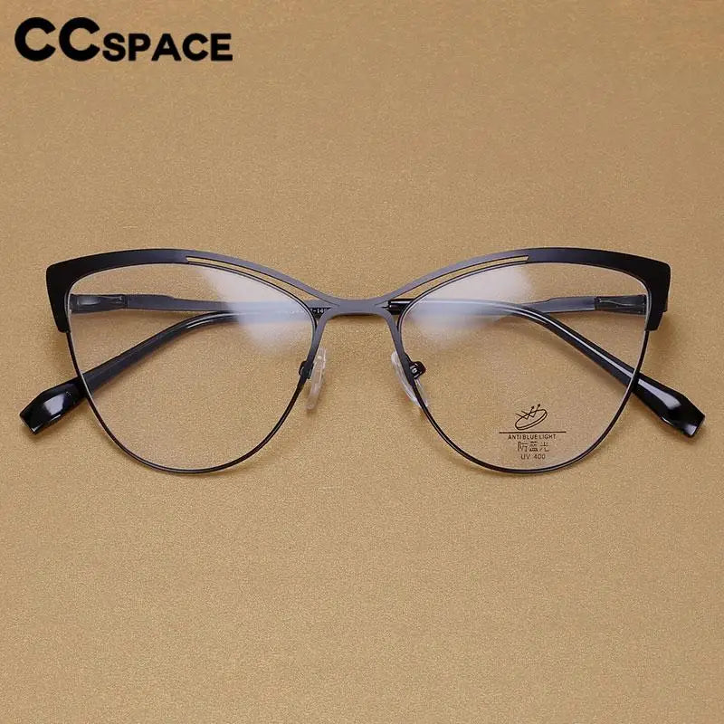 CCspace Women's Full Rim Cat Eye Alloy Eyeglasses Frame 57119 - Stylish Retro Glasses for Women, Lightweight Metal Frame with UV Protection - Perfect for Office, Reading & Fashion Accessories