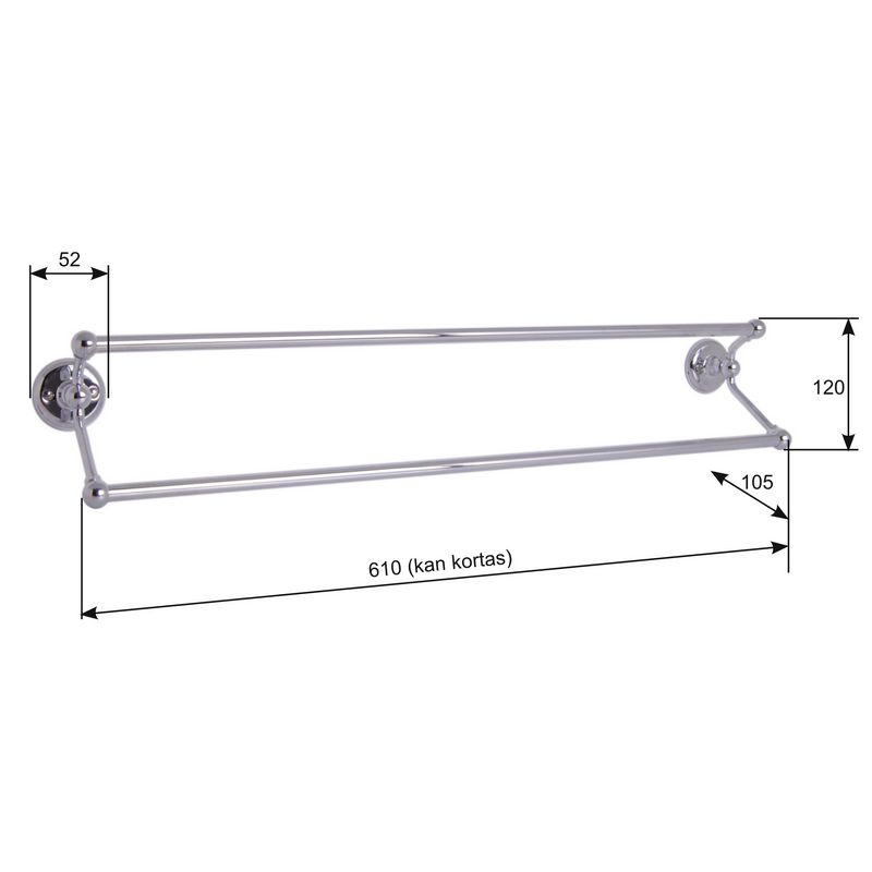 Double Towel Rail Haga Brass - Perfect for Bathroom and Kitchen Organization