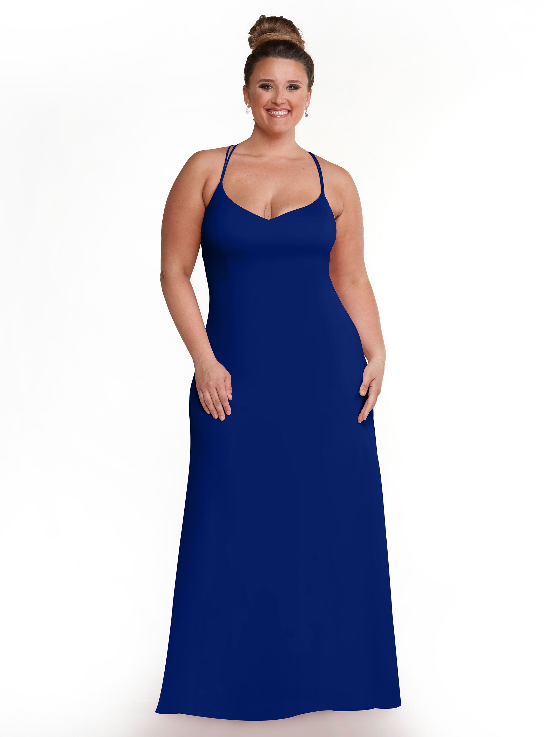 Elegant 83045 Double Knit A-Line Bridesmaid Dress with Adjustable Spaghetti Straps - Perfect for Weddings, Formal Events & Special Occasions