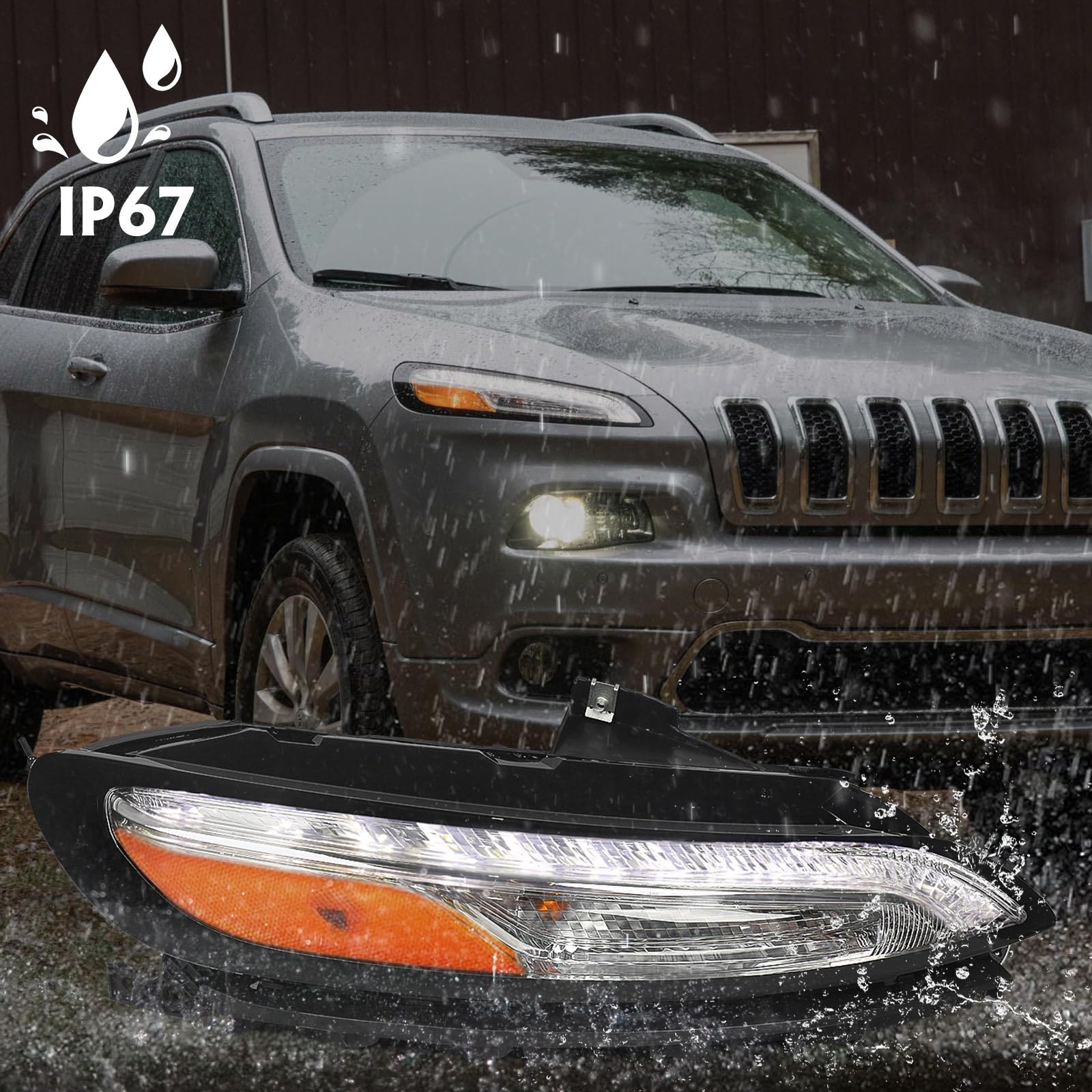 FIONE LED Daytime Running Lights (DRL) & Fog Lamps for Jeep Cherokee 2014-2018 - Pair of DRL Turn Signal Lights for Driver & Passenger Side - Upgrade Your Off-Road Adventure & Night Driving Safety