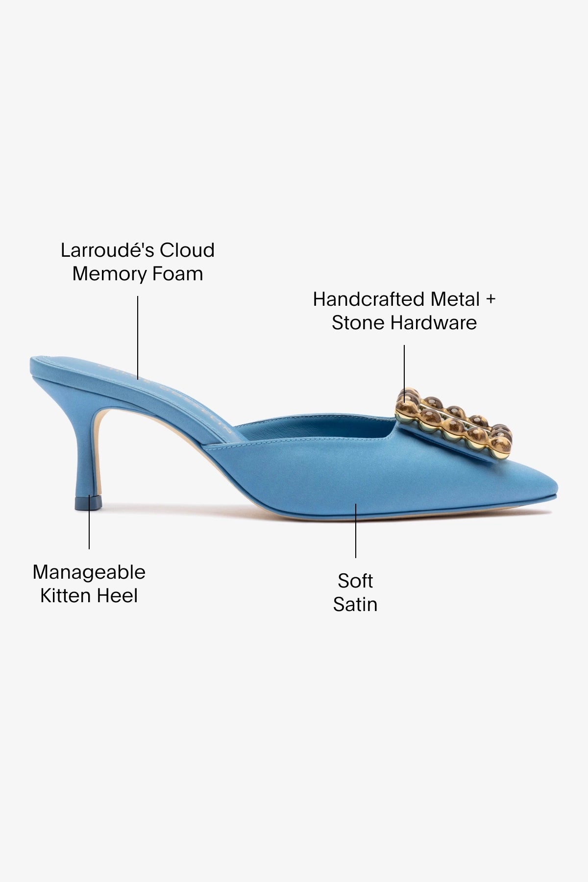 Chloe Gosselin by Larroudé Ava Mule - Blue Satin Heels for Women | Elegant Evening Shoes for Parties, Weddings & Special Occasions