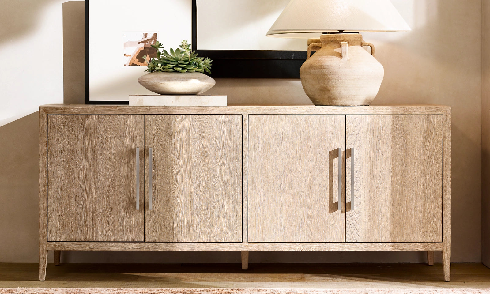 Modern French Style 4-Door Sideboard Buffet Cabinet - Elegant Storage for Dining Room, Living Room & Entryway