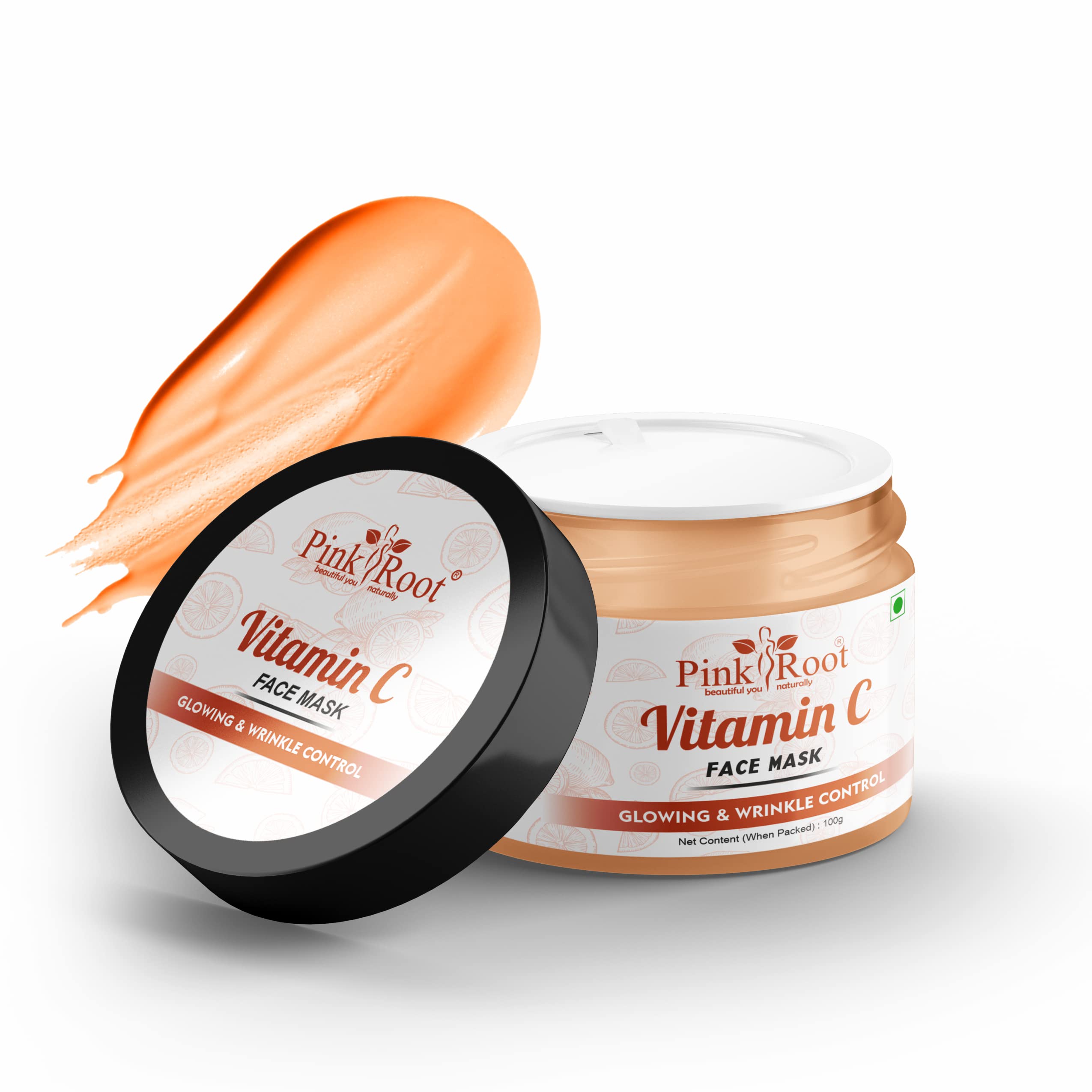 Pink Root Vitamin C Clay Face Mask - Anti-Aging Treatment for Rough Skin, Clogged Pores, Wrinkles & Dark Spots | Suitable for All Skin Types | 100g | Brightening & Hydrating Skincare for Daily Glow Routine