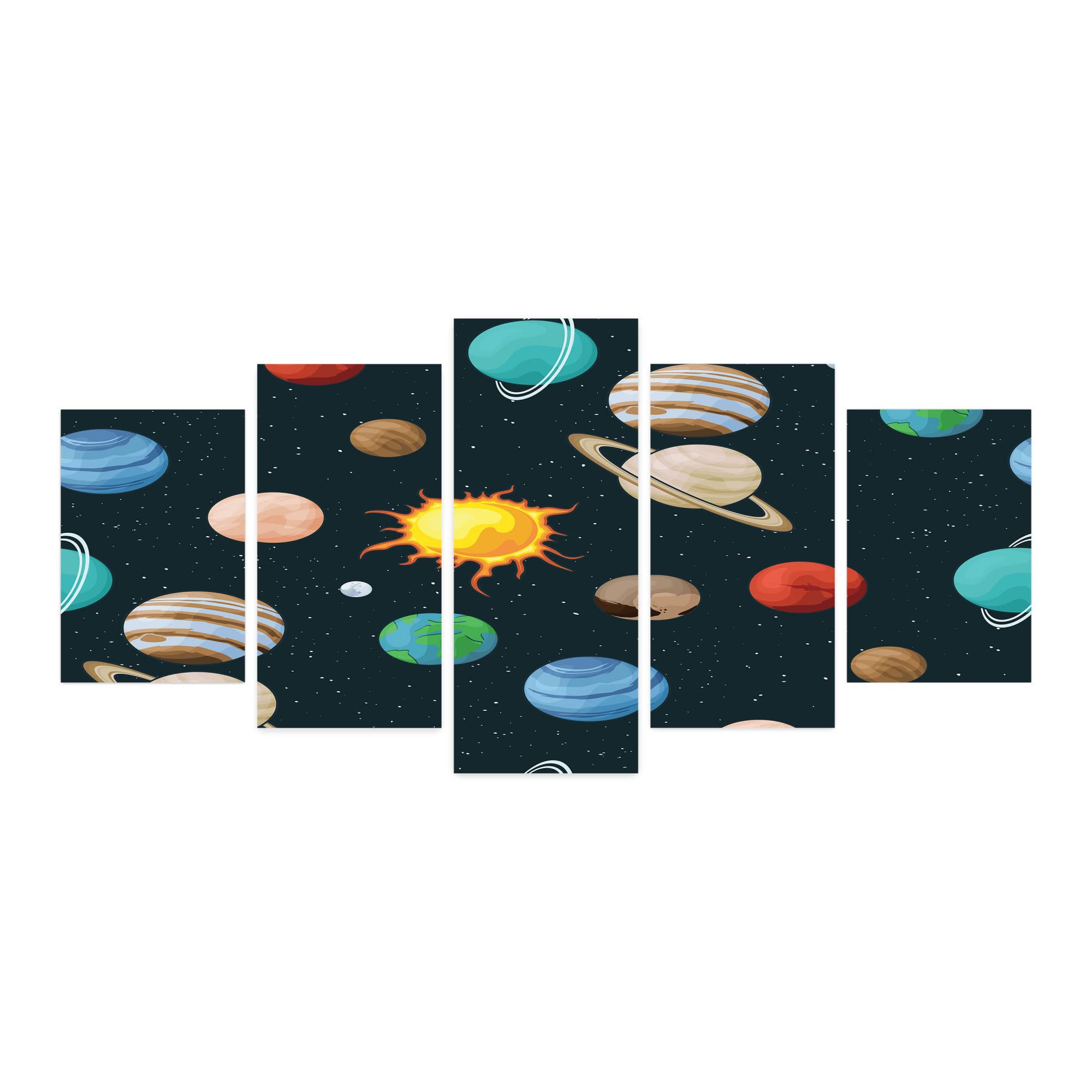 Ambesonne Universe 5-Panel Acrylic Glass Wall Art - Solar System Print with Detailed Planets & Galaxy Design - 60