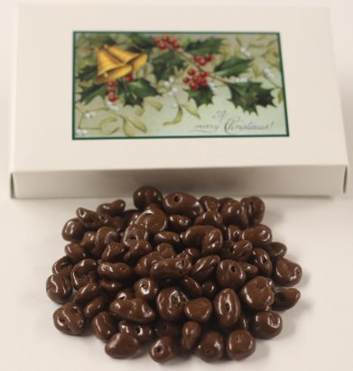 Scott's Cakes Premium Chocolate Covered Raisins - 8 oz Mistletoe Gift Box - Perfect for Holiday Gifting, Party Favors & Sweet Treats