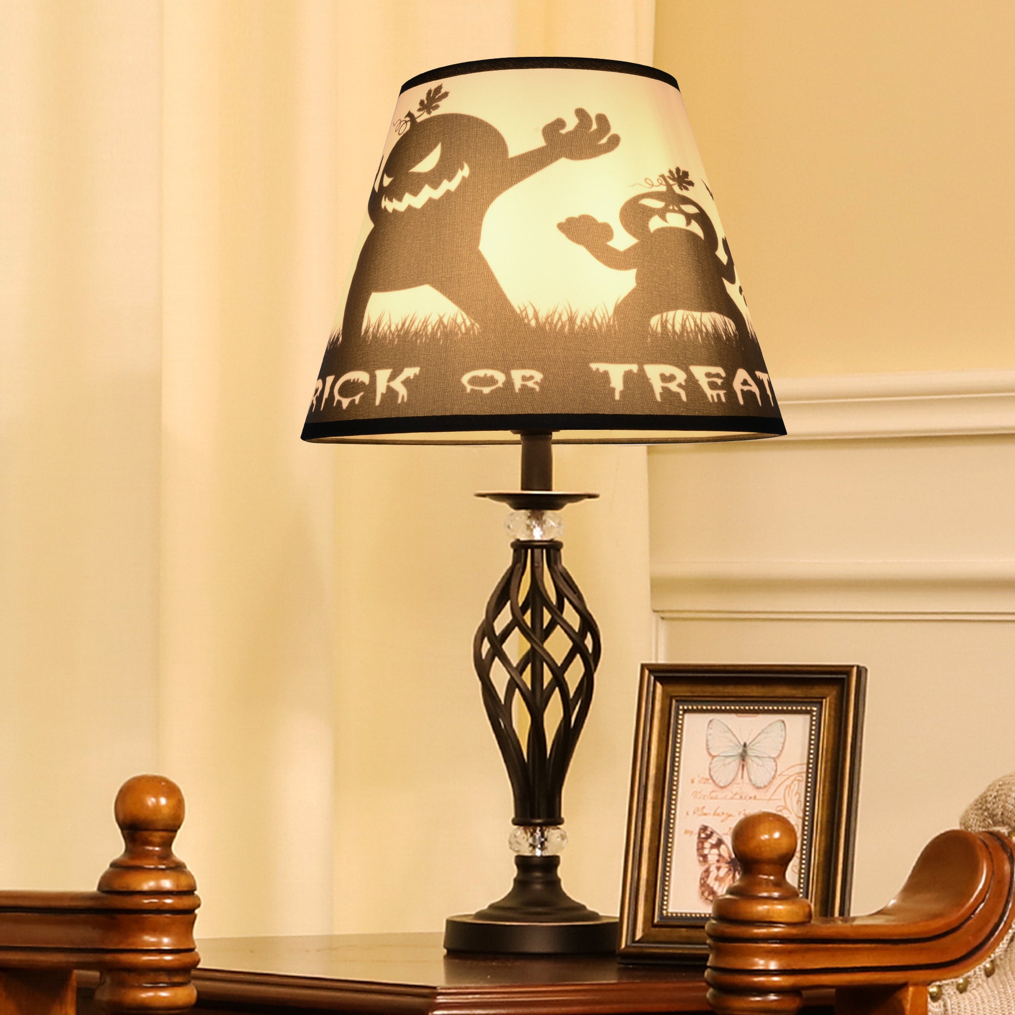 Halloween Round Empire Lamp Shade Set of 2 - 6x10x7.5 Inches | Carro Home Collection Limited Edition | Spooky Home Decor for Party & Living Room