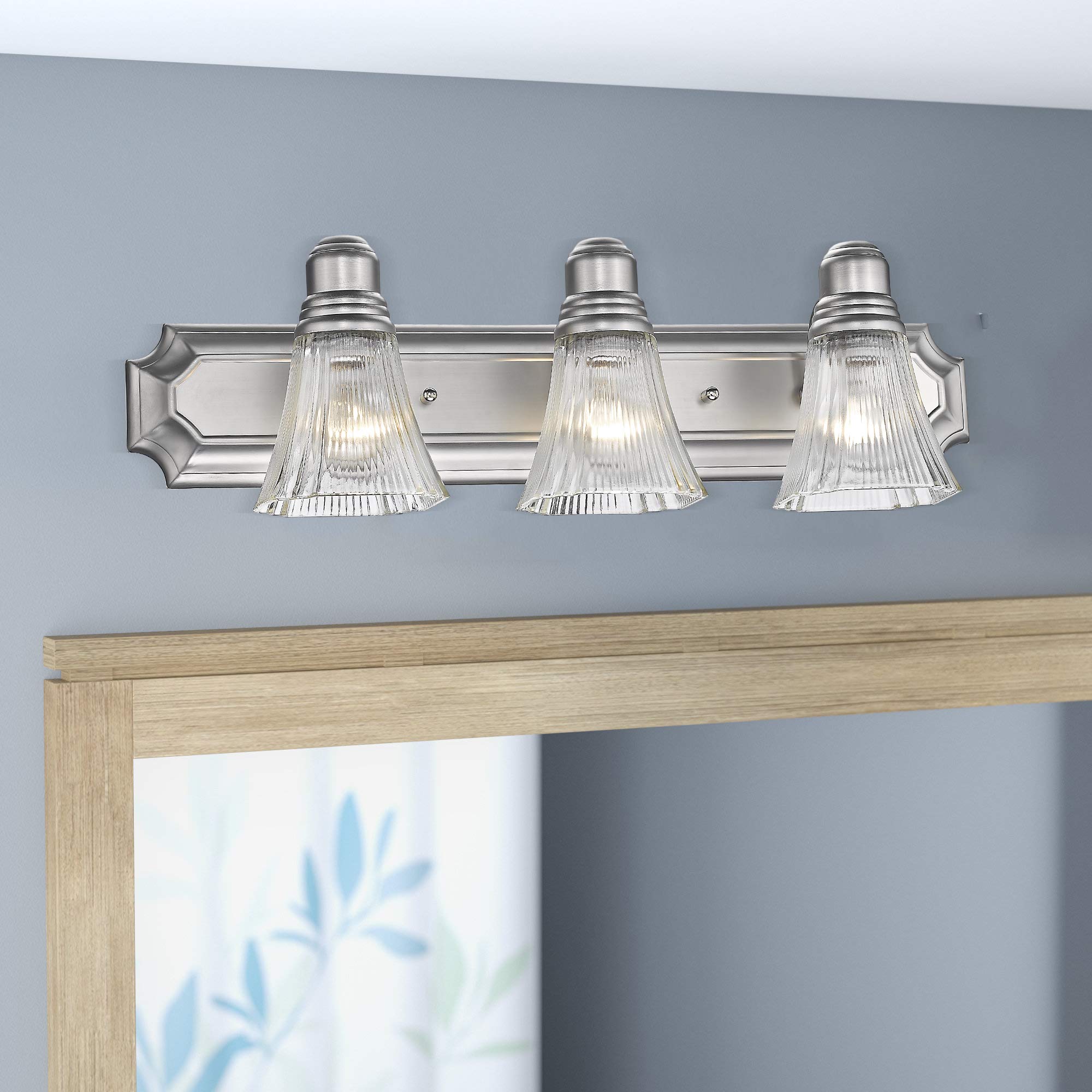 Classic 3-Light Bathroom Vanity Lighting Fixture - Modern Wall Sconce for Bathroom Mirror with Satin Nickel Finish | Perfect for Master Bath, Guest Bath & Powder Room Lighting Upgrade