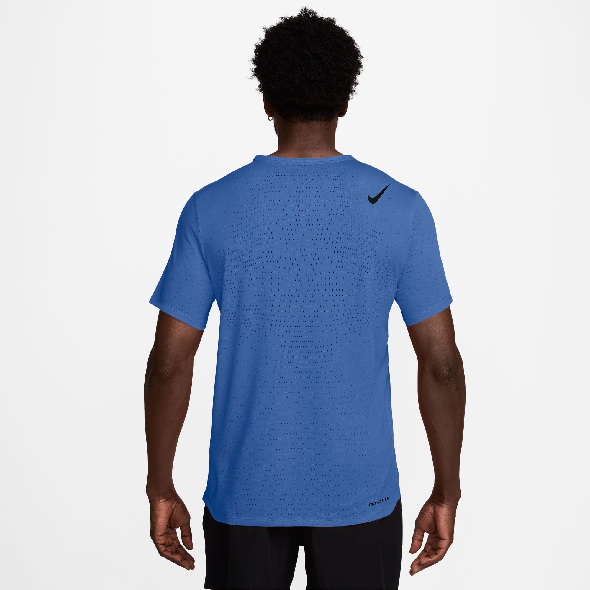 Men's AeroSwift Dri-FIT ADV Short Sleeve Running Shirt - Moisture Wicking, Breathable & Lightweight Workout Top (Comet Blue/Black) - Perfect for Jogging, Gym & Outdoor Sports