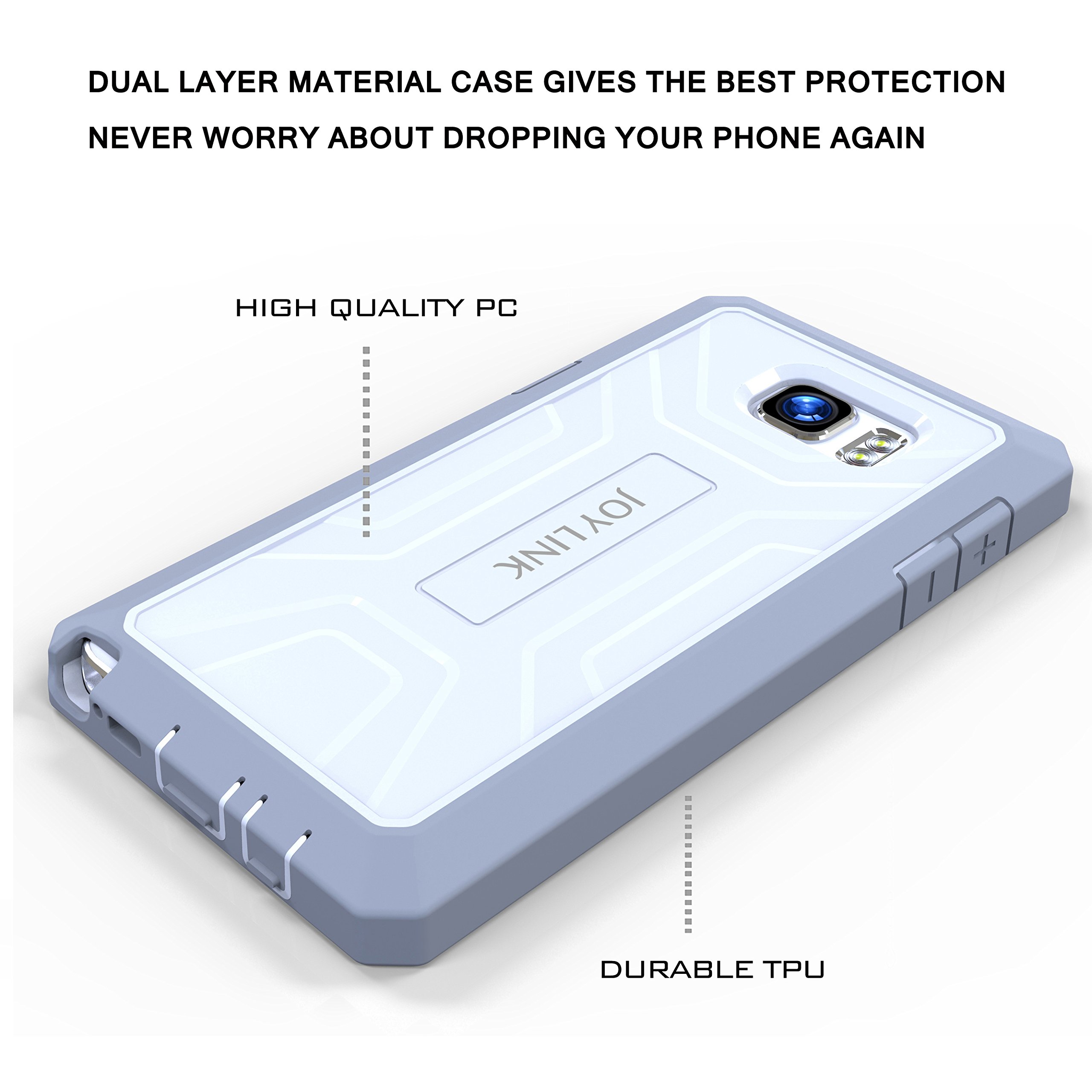 Samsung Galaxy Note 5 Protective Case with Built-in Screen Protector - Shockproof Slim Cover for Note 5 Phone - Perfect for Work, Travel & Everyday Use (White)