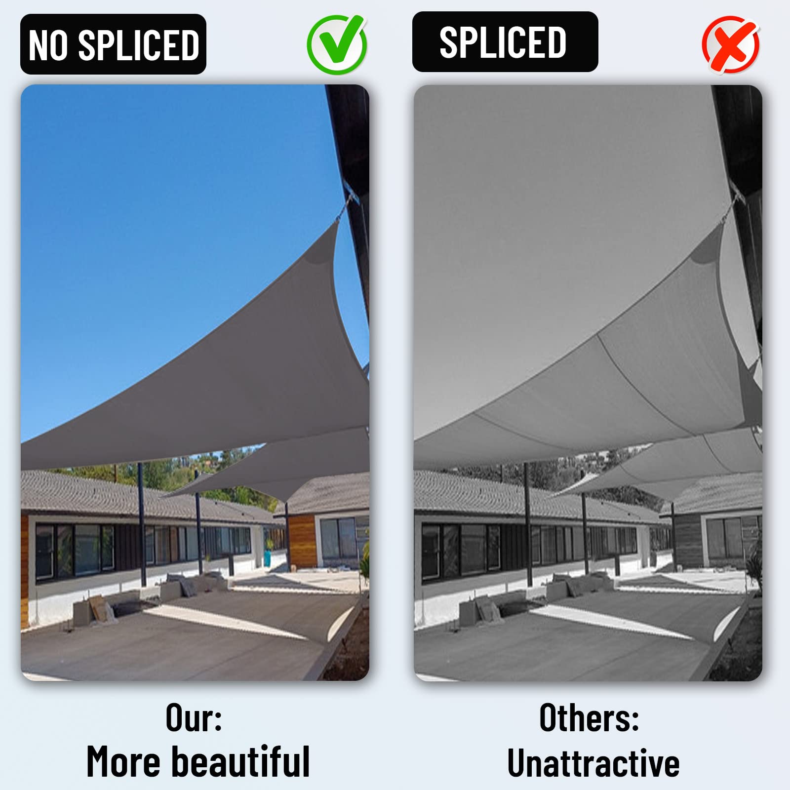 COOLBOYS 16'x20' Rectangle Sun Shade Sail - Dark Grey UV Block Outdoor Canopy for Patio, Garden, Carport & Backyard | Perfect for Sun Protection in Outdoor Living Spaces, Poolside Lounging, and Deck Shading