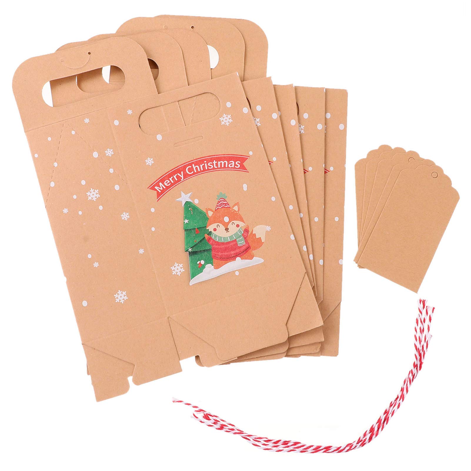 EXCEART 24-Piece Christmas Gift Bags Set - Holiday Party Favor Bags, Xmas Kraft Paper Treat Bags for Candy, Gifts & Decorations - Perfect for Christmas Parties, Gift Wrapping & Holiday Decor (Random Styles)