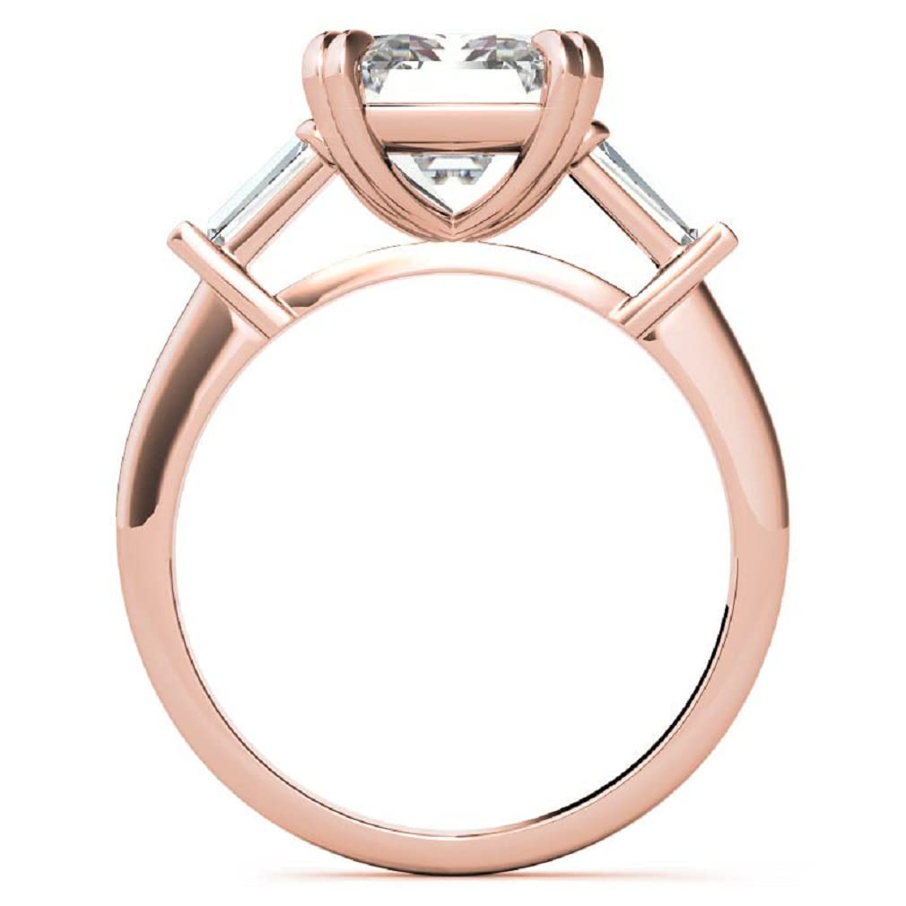 10K Solid Rose Gold Handmade Engagement Ring - 2.0 CT Emerald Cut Moissanite Diamond Solitaire Wedding Band for Women - Perfect for Proposals, Anniversaries & Bridal Jewelry Sets