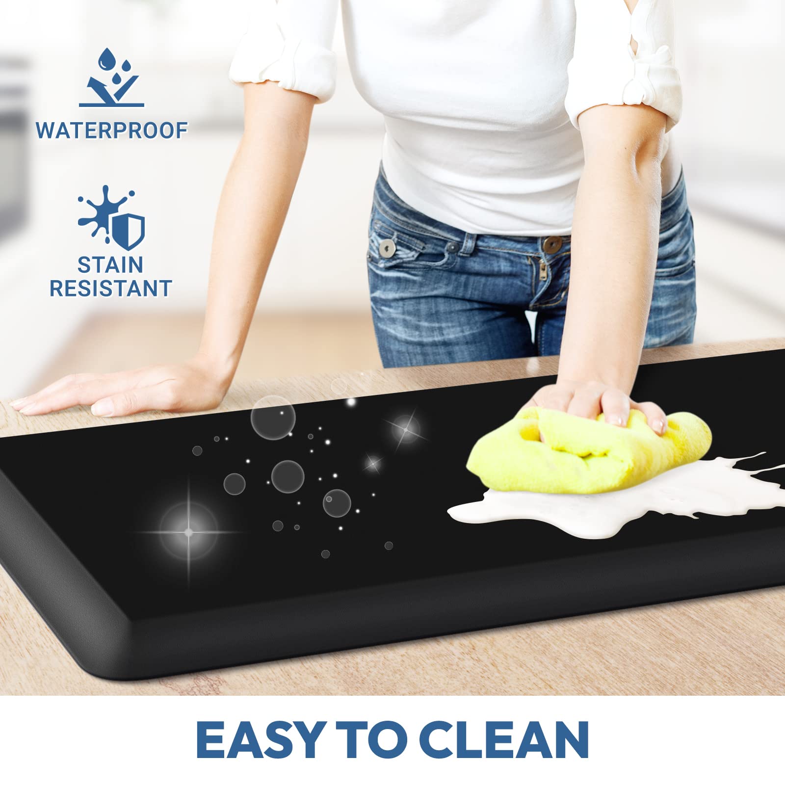 Premium 4/5 Inch Thick Anti-Fatigue Kitchen Mat - Non-Slip, Waterproof & Easy Clean Floor Cushion for Sink, Office & Cooking Areas - 17