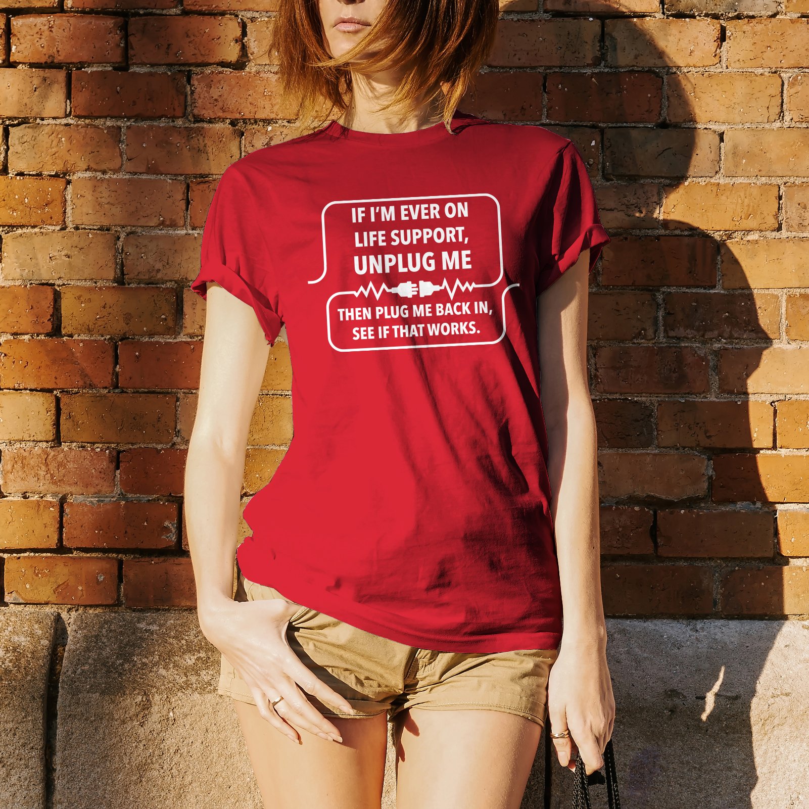 Funny Sarcastic Computer Nerd T-Shirt - 'If I'm Ever On Life Support Unplug Me' Graphic Tee for Tech Geeks, Programmers & IT Professionals | Perfect Gift for Office, Hackathons & Gaming Events