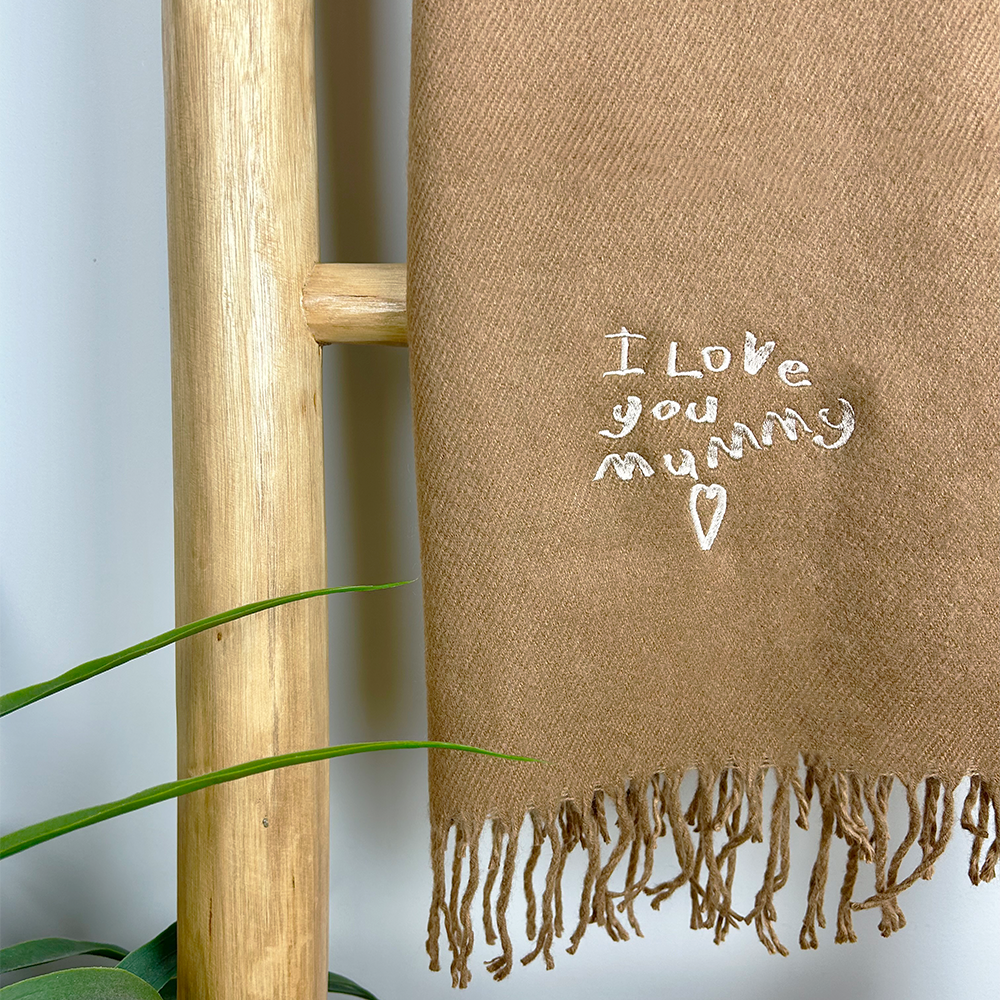 Personalized Handwriting Embroidered Scarf - Custom Name & Message - Soft Fashion Accessory for Women - Perfect Gift for Mom, Wife, or Friend - Great for Holidays, Anniversaries & Special Occasions