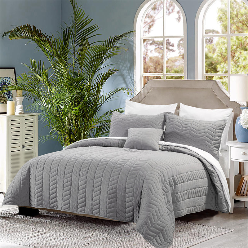 Premium Camilo Microfiber 4-Piece Quilt Set - Soft & Breathable Bedding for All Seasons | Perfect for Master Bedroom, Guest Room & Dorm Decor