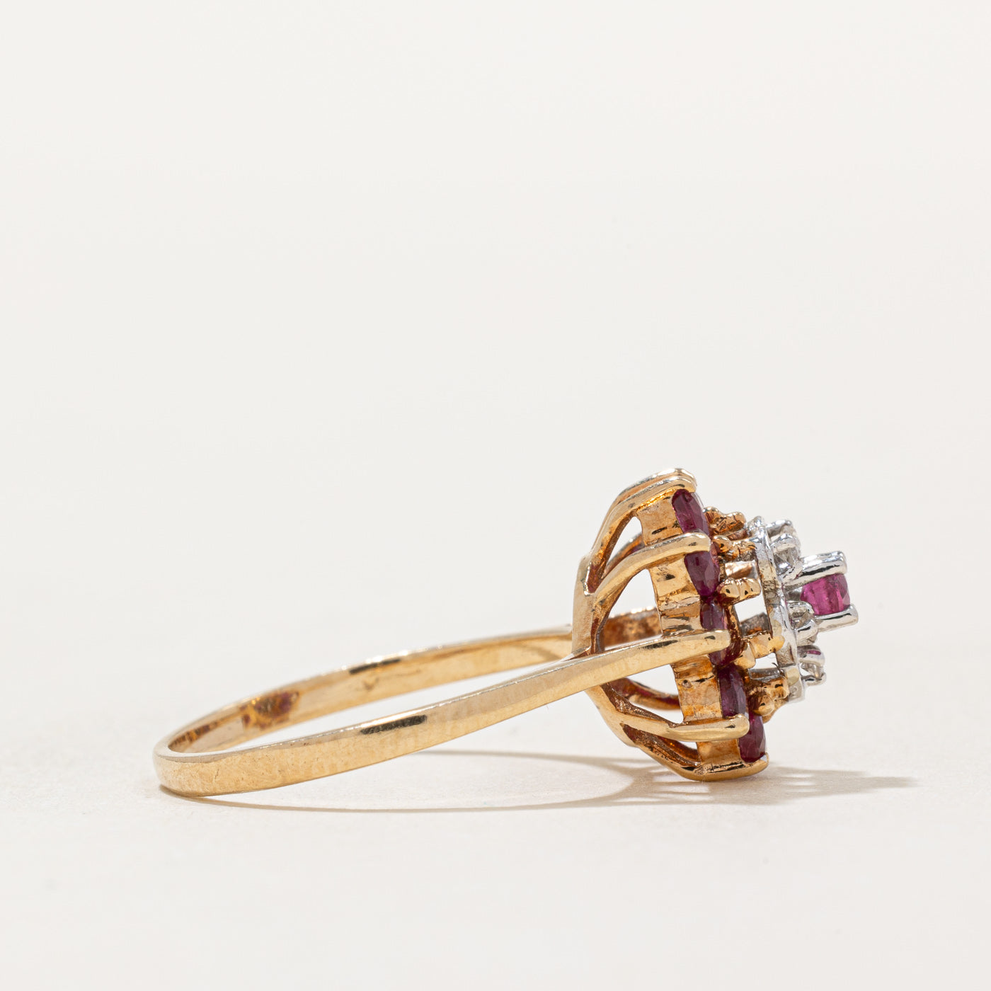 10K Ruby and Diamond Cocktail Ring - 0.50CTW Ruby with 0.02CTW Diamonds - Size 6.5 - Elegant Evening Wear & Special Occasion Jewelry Gift for Women