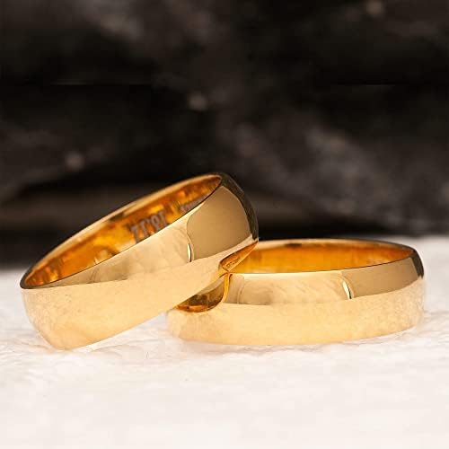 6mm 14K Gold Plated Wedding Ring Set for Couples - Matching His & Hers Wedding Bands, Personalized Engraved Silver Rings - Perfect for Anniversaries, Engagements & Romantic Gifts