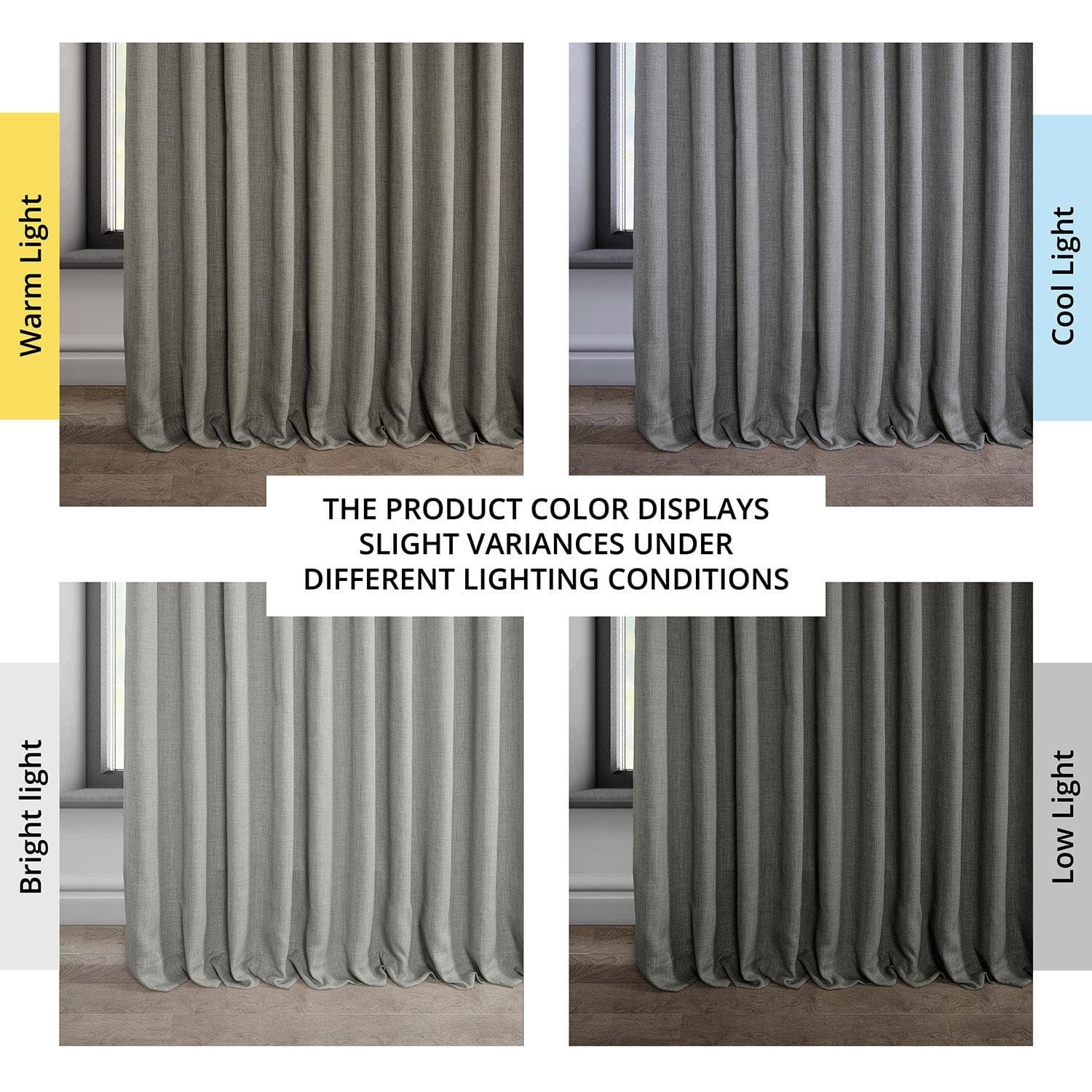 Grey Extra Wide Textured Faux Linen Blackout Curtains for Living Room & Bedroom - Thermal Insulated Room Darkening Window Drapes