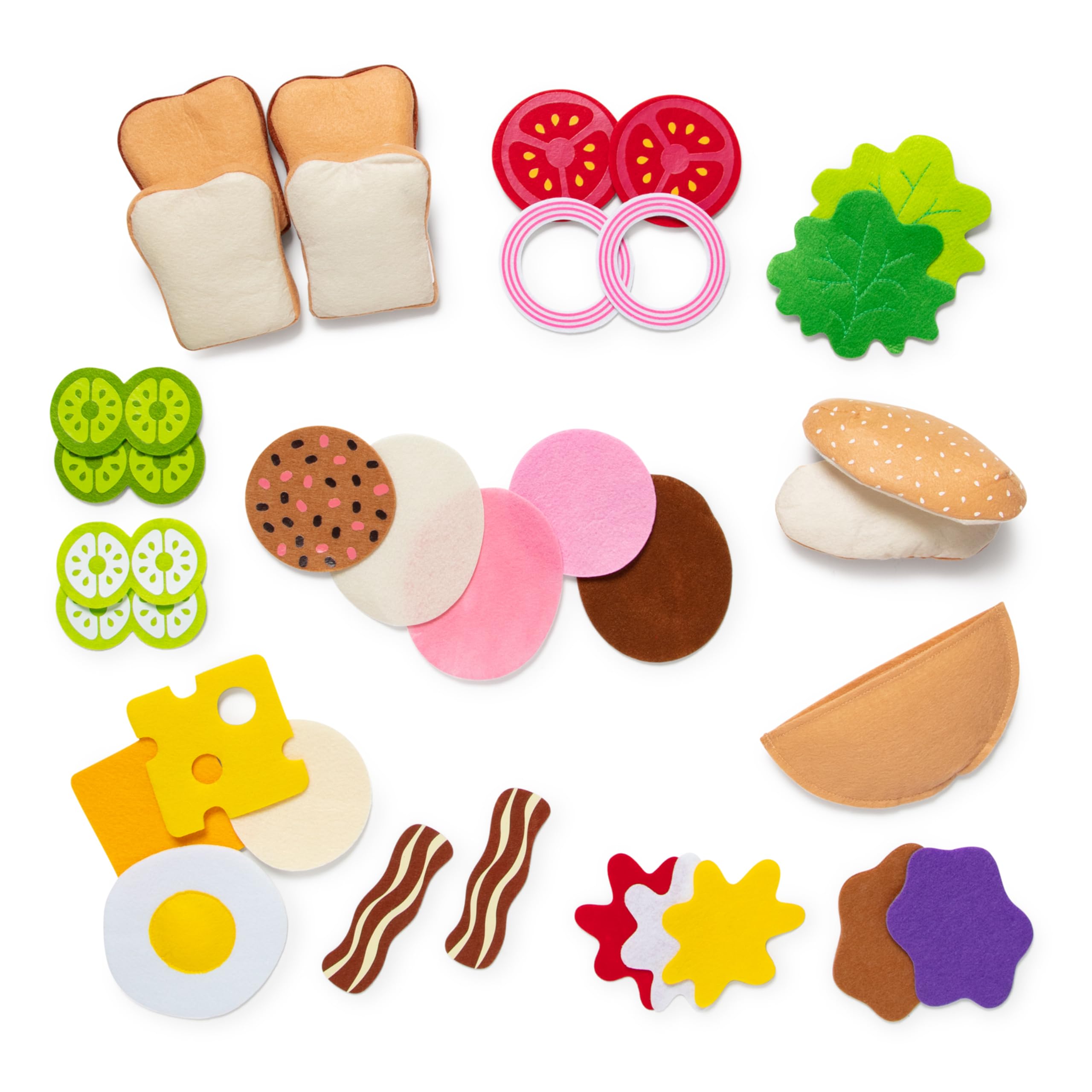 Melissa & Doug Felt Food Sandwich Play Set - 33 Piece Pretend Play Kitchen Toy for Kids - Perfect for Imaginative Play & Early Learning