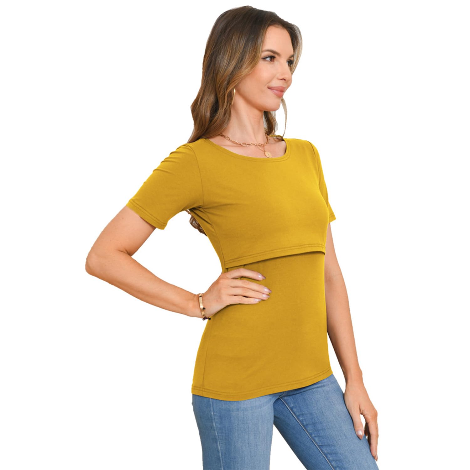 Bearsland Women's 3-Pack Maternity Nursing Tops - Soft Short Sleeve Breastfeeding Shirts for Comfortable Nursing & Pumping - Perfect for Daily Wear, Hospital Visits & Mother-Baby Bonding Time