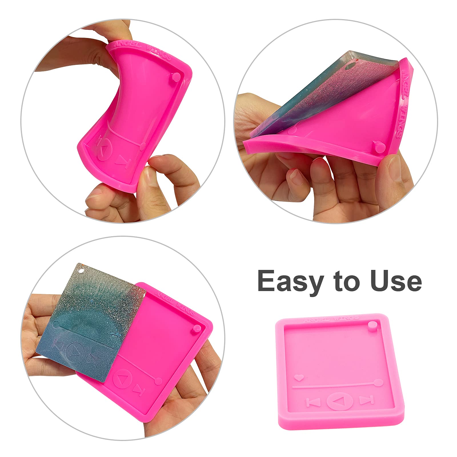 33Pcs Epoxy Resin Molds Kit - 3pcs Silicone Media Player Molds for DIY Resin Casting, Keychain Making, Backpack Charms & Jewelry - Perfect for Resin Art, Polymer Clay, Key Rings & Pendants Crafting Projects