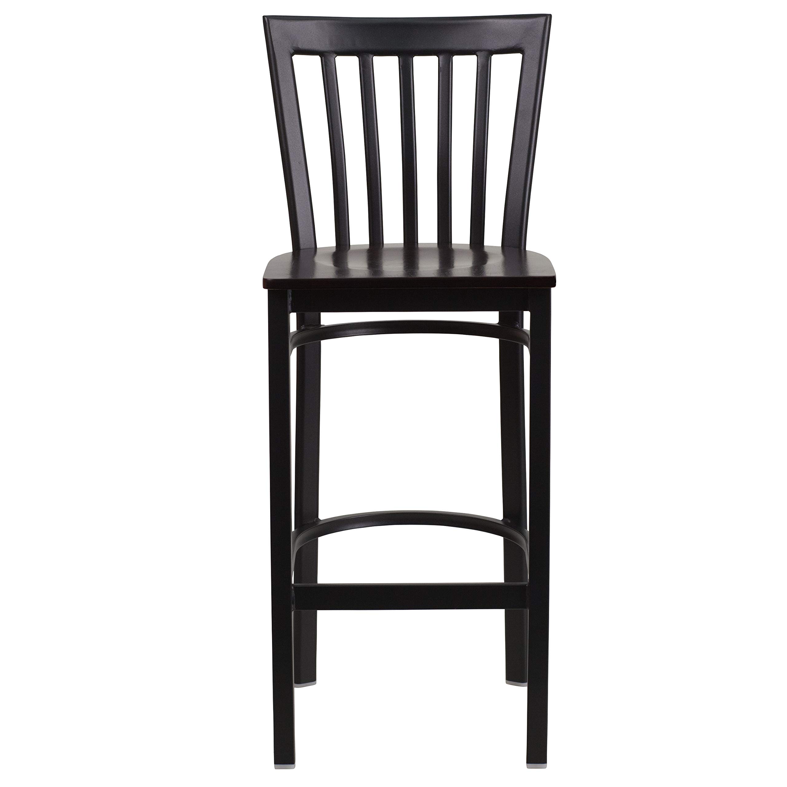 Flash Furniture HERCULES Series Black Metal Barstool with Walnut Wood Seat - Heavy Duty School & Restaurant Stool for Kitchen, Bar, and Dining Room Use