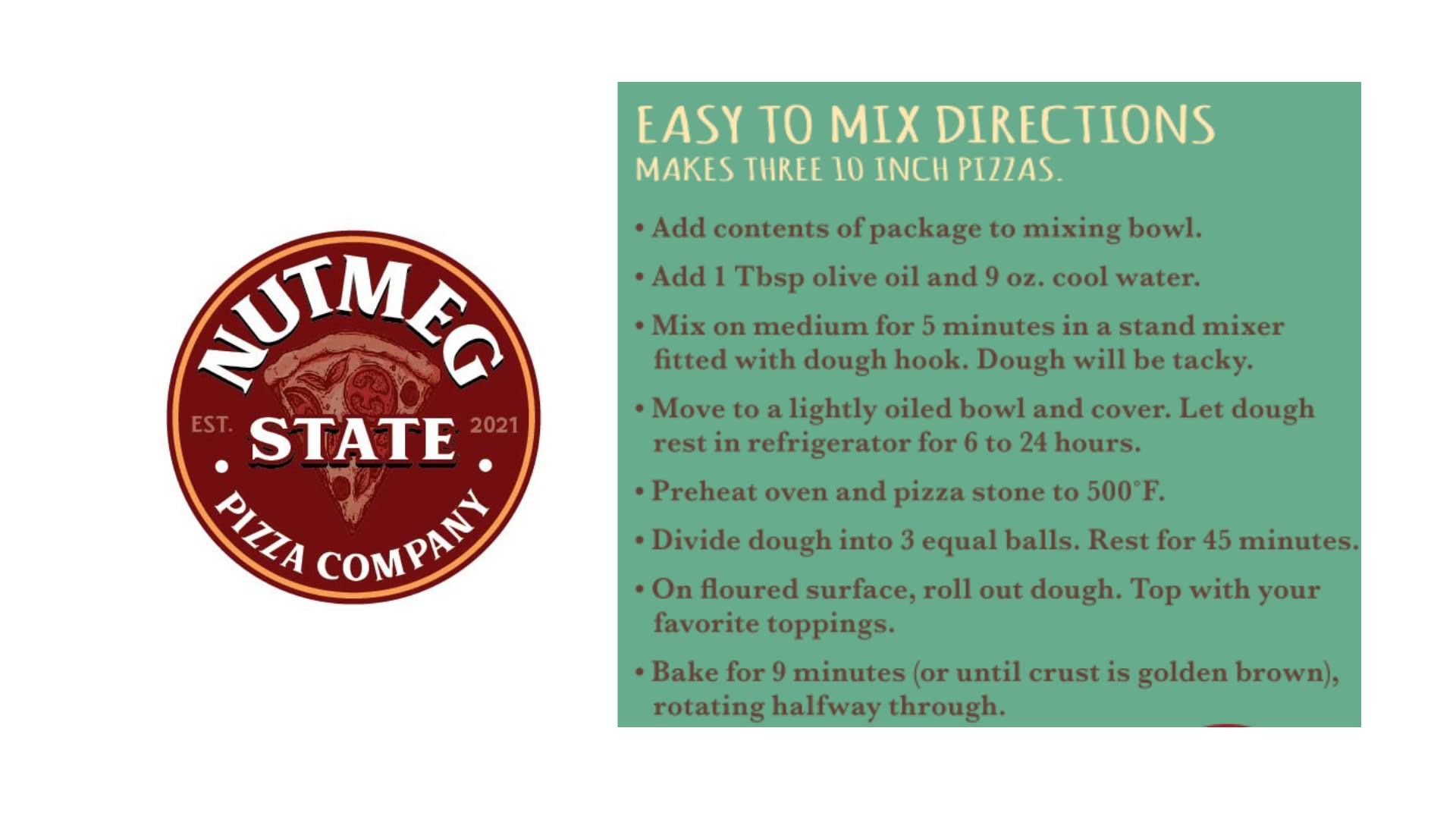Organic Pizza Dough Mix by Nutmeg State Pizza Company - Makes 9 Homemade Pizza Crusts | Perfect for Family Dinners, Parties & Italian Cuisine Lovers