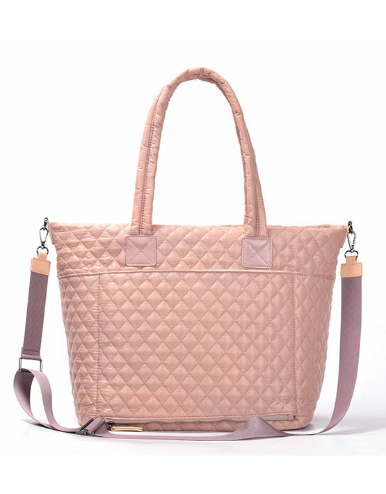 Tosca MET980 Metro Quilted 15-inch Laptop Work Tote Bag in Mauve - Perfect for Office, Business Travel & Daily Commute