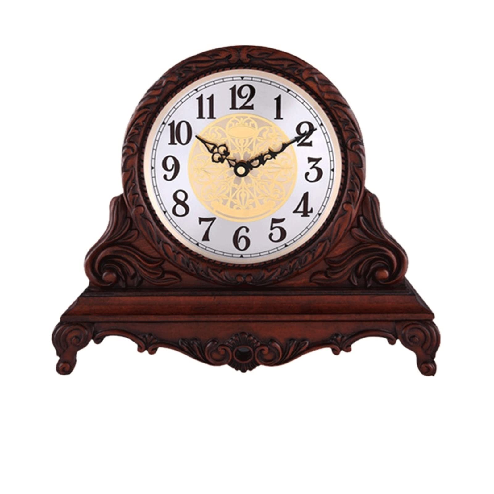 Vintage Chinese-Style Rotating Table Clock - Retro Desk Clock with Rotating Base for Home, Office & Classroom Decor - Elegant Desktop Decorative Clock for Living Room, Study & Teacher's Desk (Color: Brown) | Perfect for Home Décor, Gift Giving & Feng Shui Arrangements