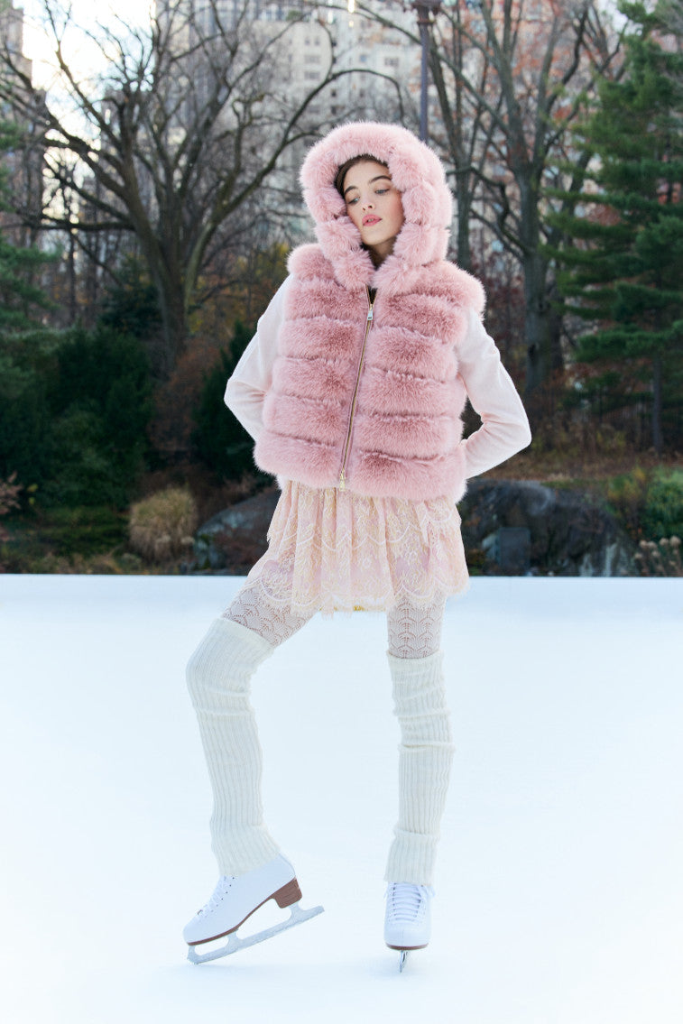 LoveShackFancy x MAX&MOI Faux Fur Fox Vest - Women's Fashion Winter Coat, Soft Plush Jacket for Fall & Winter Outfits | Perfect for Holiday Parties, Date Nights & Cozy Layering
