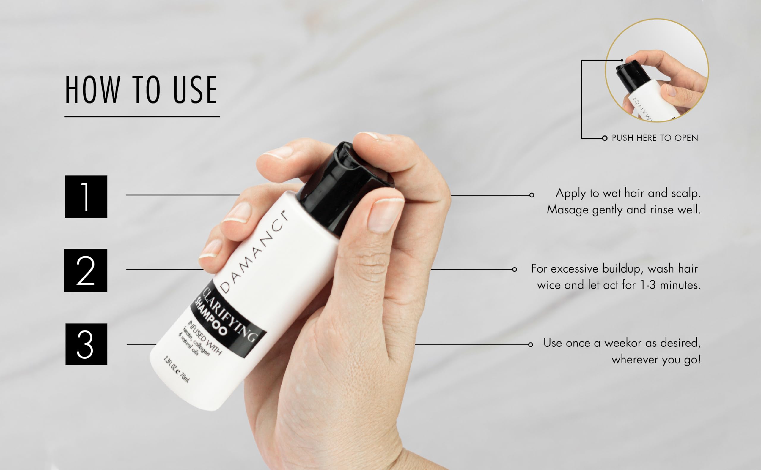Professional Clarifying Shampoo for Build Up Removal - Detox & Deep Cleanse for Curly Hair - Travel Size 2.3oz - Perfect for Gym Bags, Vacation & On-The-Go Hair Care