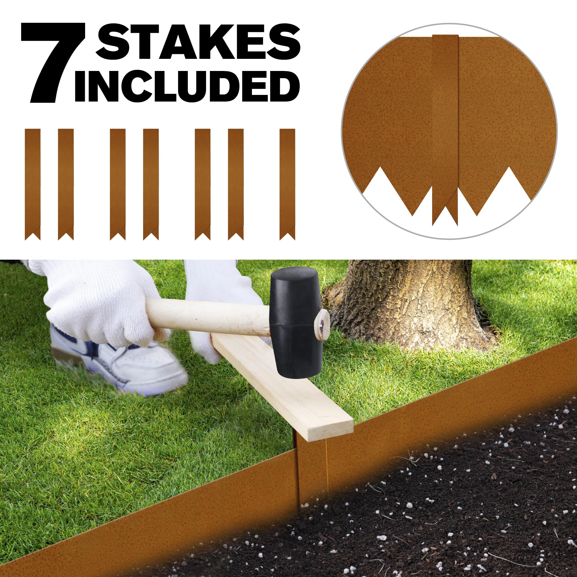 Rustic Corten Steel Garden Edging - 6-Pack Heavy Duty Metal Landscape Borders (40