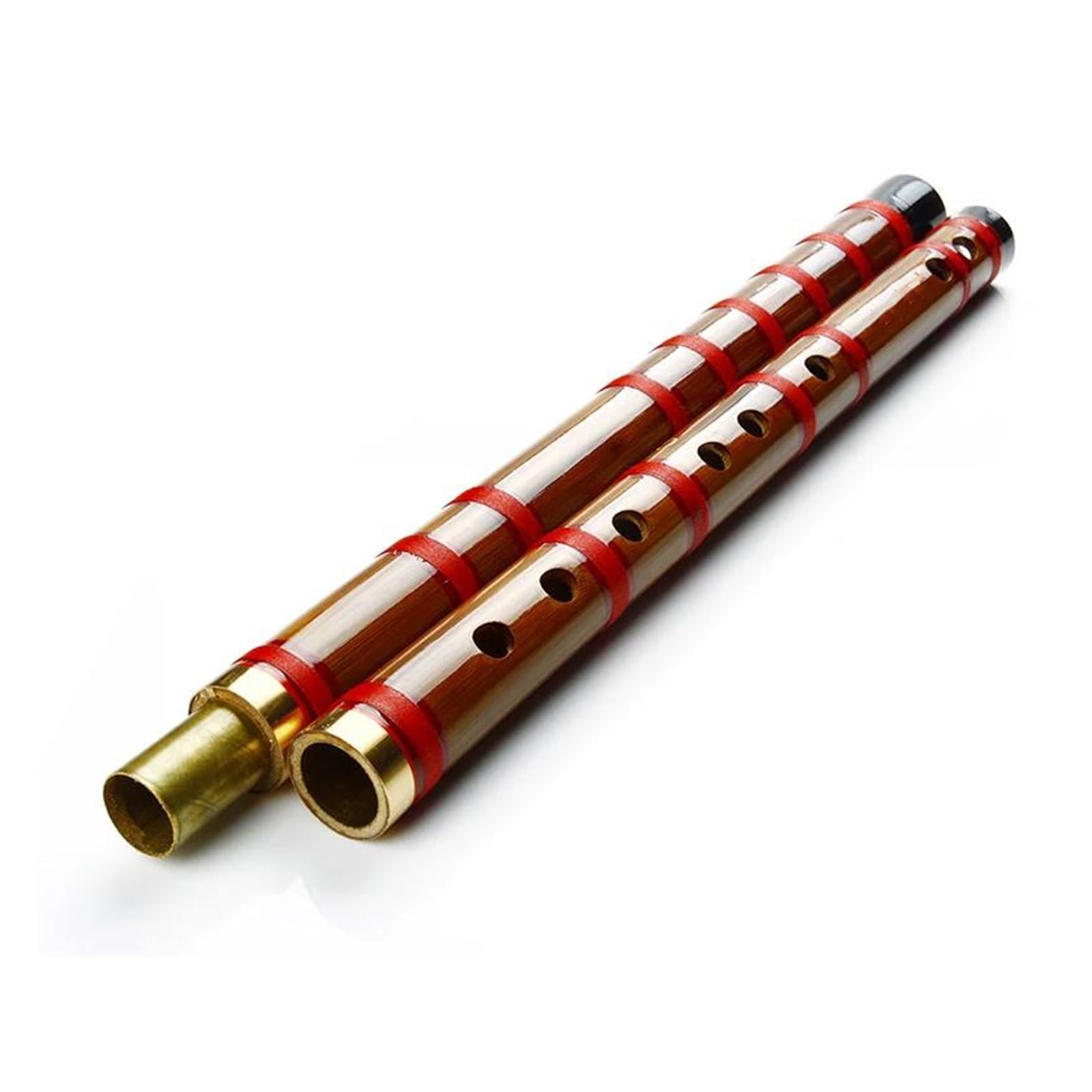 Black Line Dizi Bamboo Flute - 10 Hole Traditional Wooden Wind Instrument (C Key) - Perfect for Chinese Music, Meditation & Performance