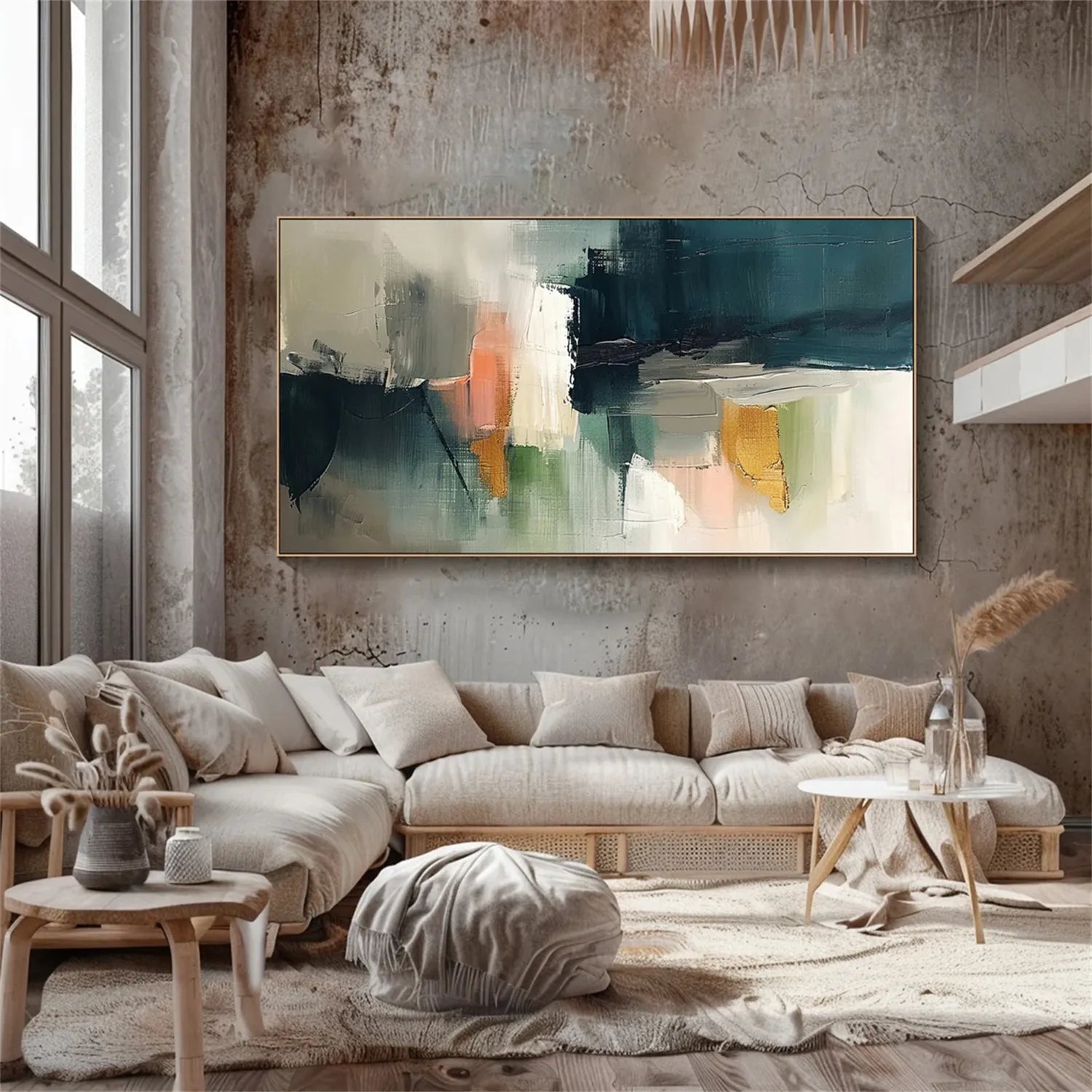 Abstract Painting #AB 205 - Modern Wall Art for Living Room, Bedroom & Office Decor - Handmade Canvas Artwork for Home & Office Interior Design