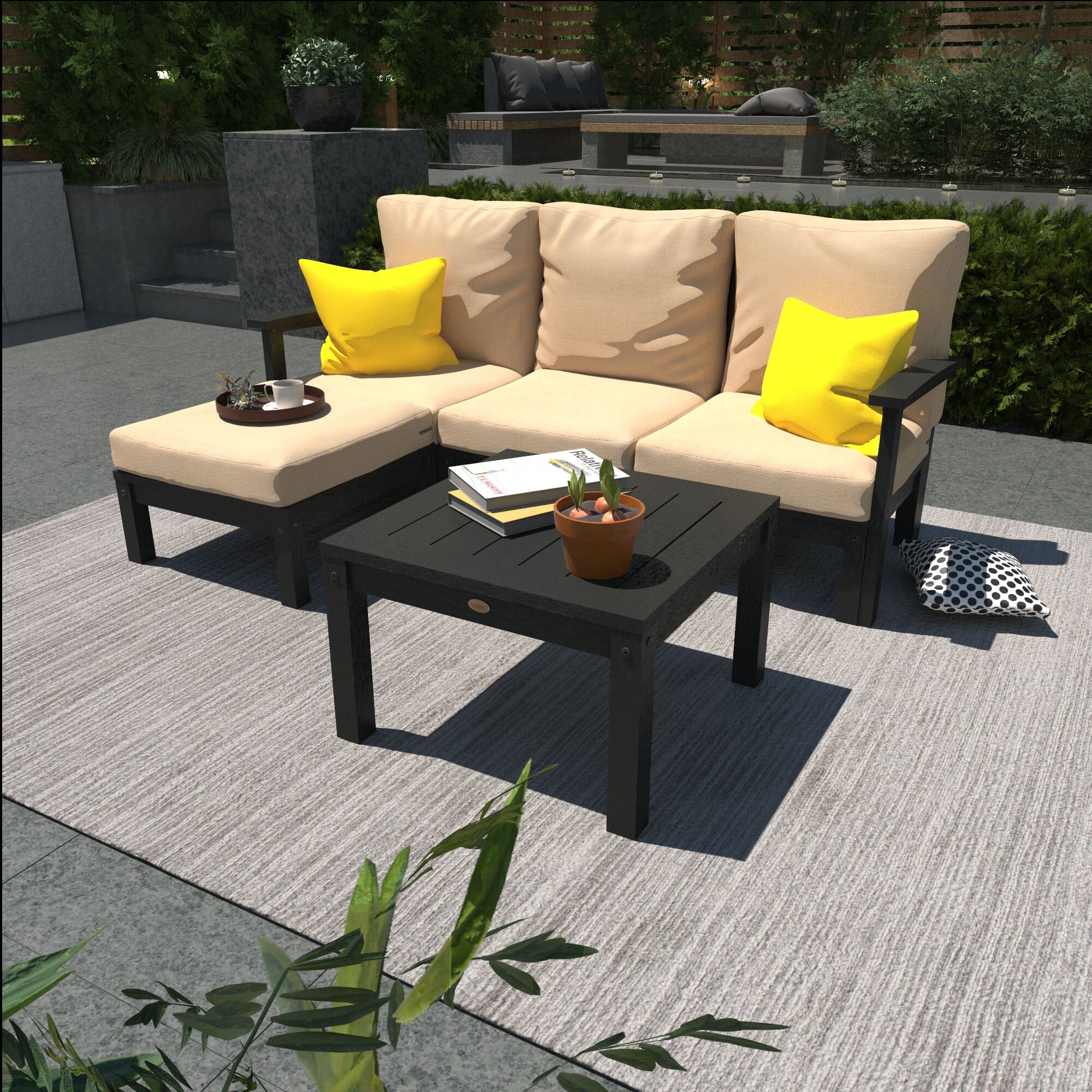 Custom Deep Seating Sofa Set with Ottoman and Side Table - Perfect for Living Room, Patio, and Outdoor Relaxation