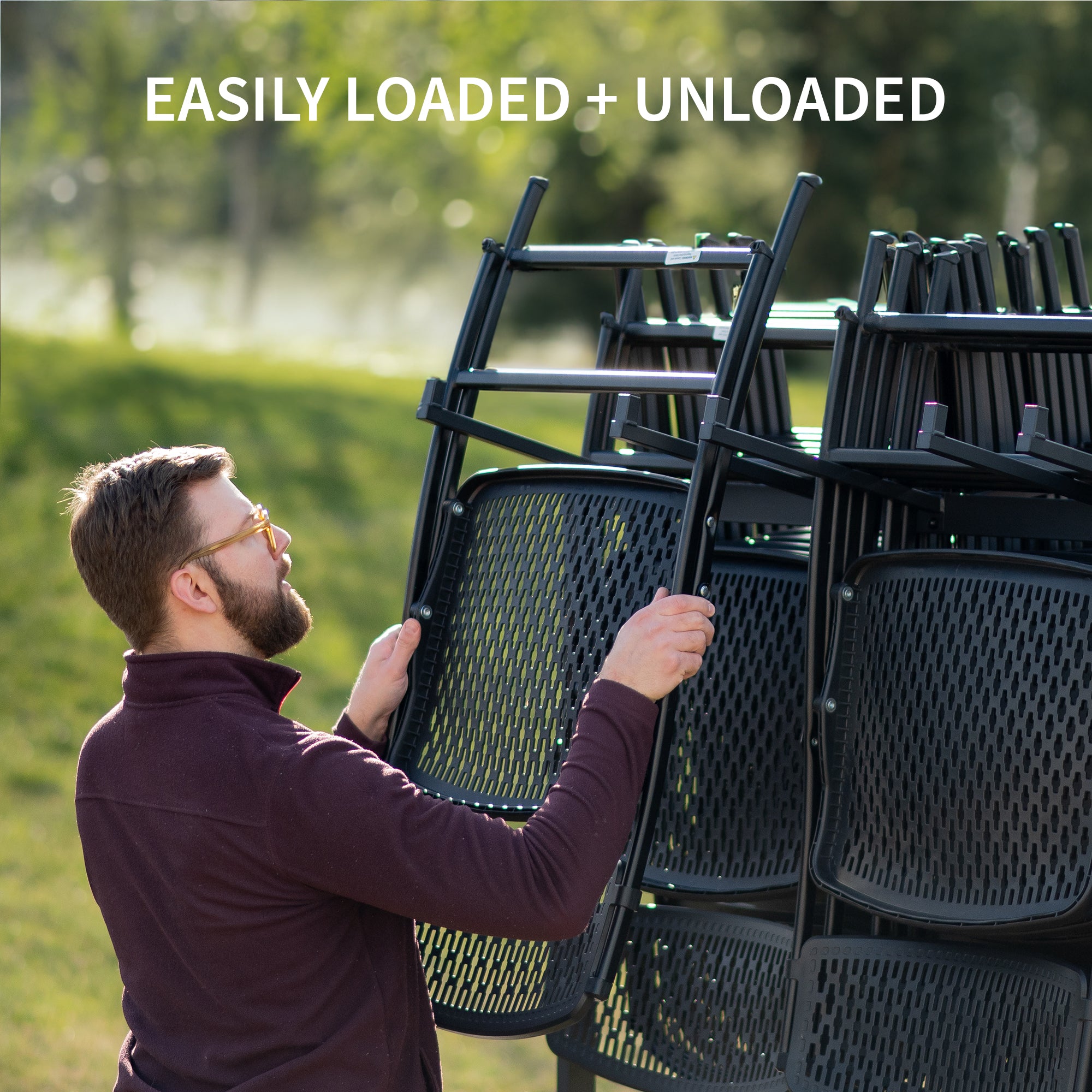 VIVO Folding Table and Chair Cart with Cover - Portable Outdoor Picnic, Camping, Beach, and Tailgating Furniture Set for Easy Transport and Storage