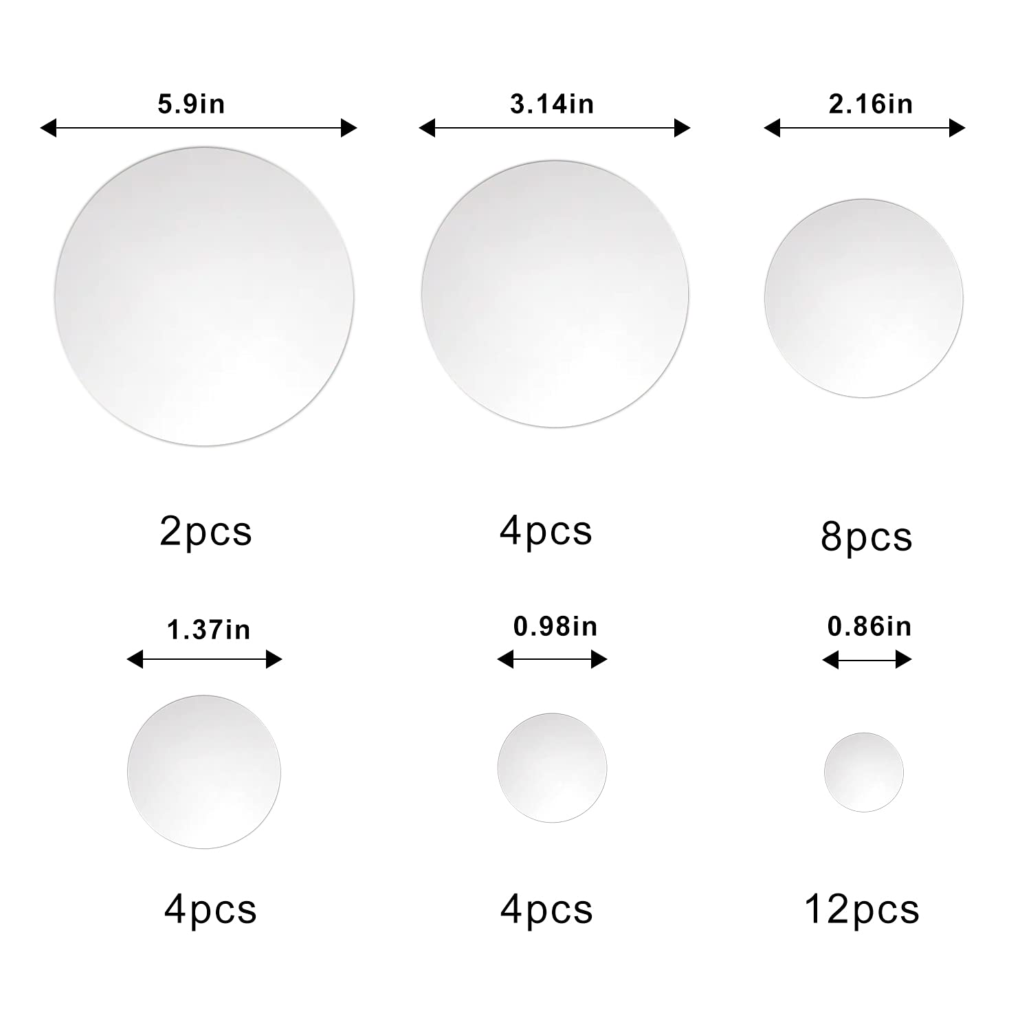 KIMOBER 34PCS Round Silver Acrylic Mirror Wall Stickers - Removable DIY Self-Adhesive Mirror Decals for Home Decor, Bedroom, Bathroom & Living Room Wall Art