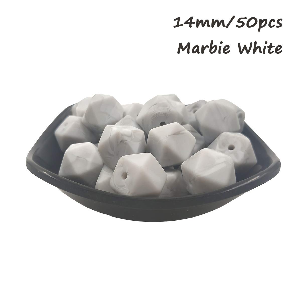 14mm Hexagonal Silicone Beads - 50pcs for Jewelry & Keychain Making