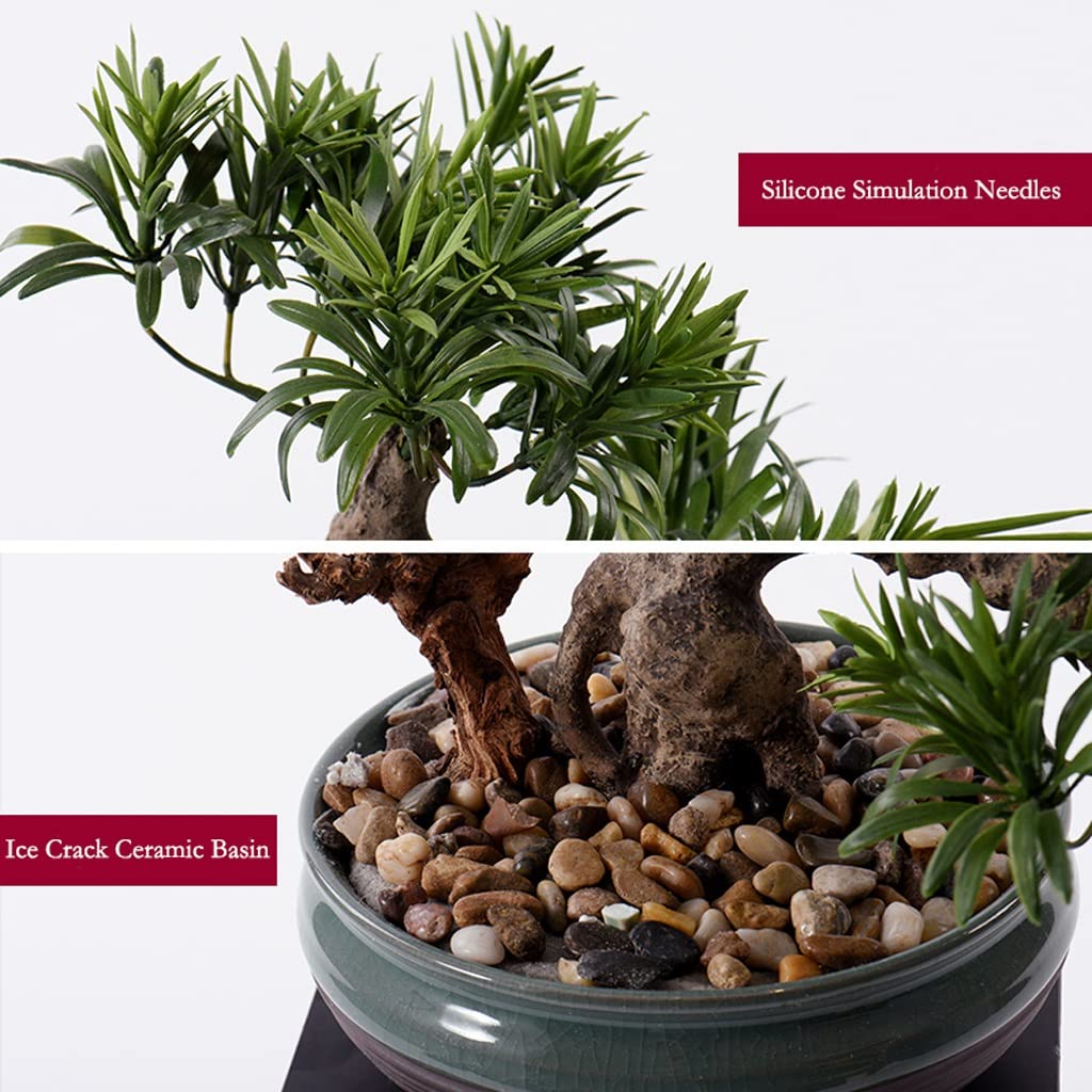 TOMYEUS 17 Inch Artificial Bonsai Tree - Realistic Faux Potted Plant for Home & Office Decor, Desk Ornament, Zen Garden Accent - Perfect for Living Room, Bedroom, Office Desk, and Meditation Spaces
