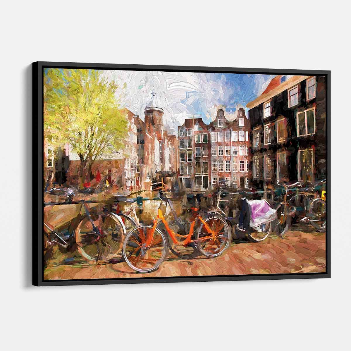 Vibrant Multi-Color Amsterdam Cityscape Wall Art Canvas Print 4065 - Perfect for Living Room, Bedroom & Office Decor