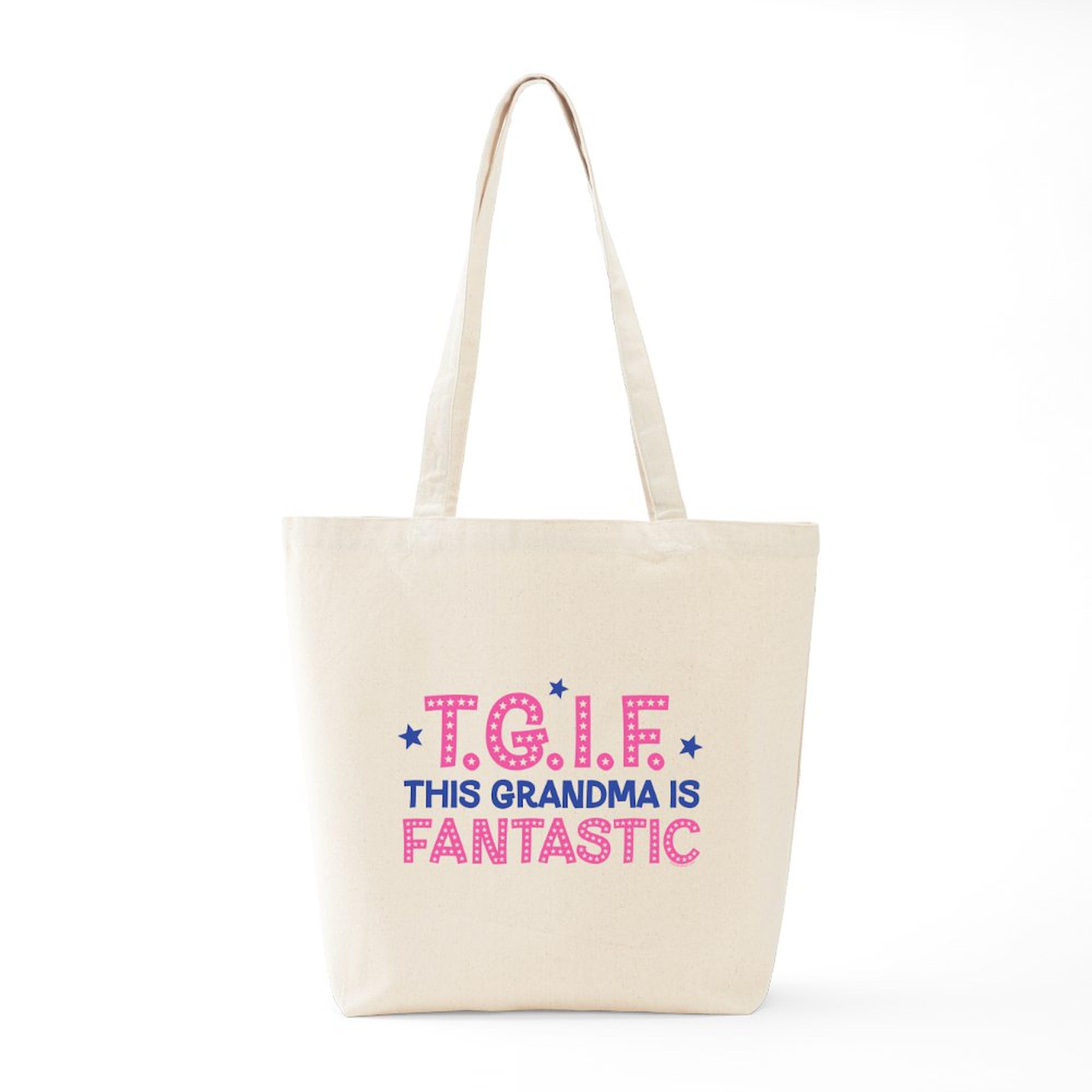 TGIF Fantastic Grandma Tote Bag - Natural Canvas Reusable Shopping Bag for Women - Perfect for Groceries, Beach Trips & Everyday Use