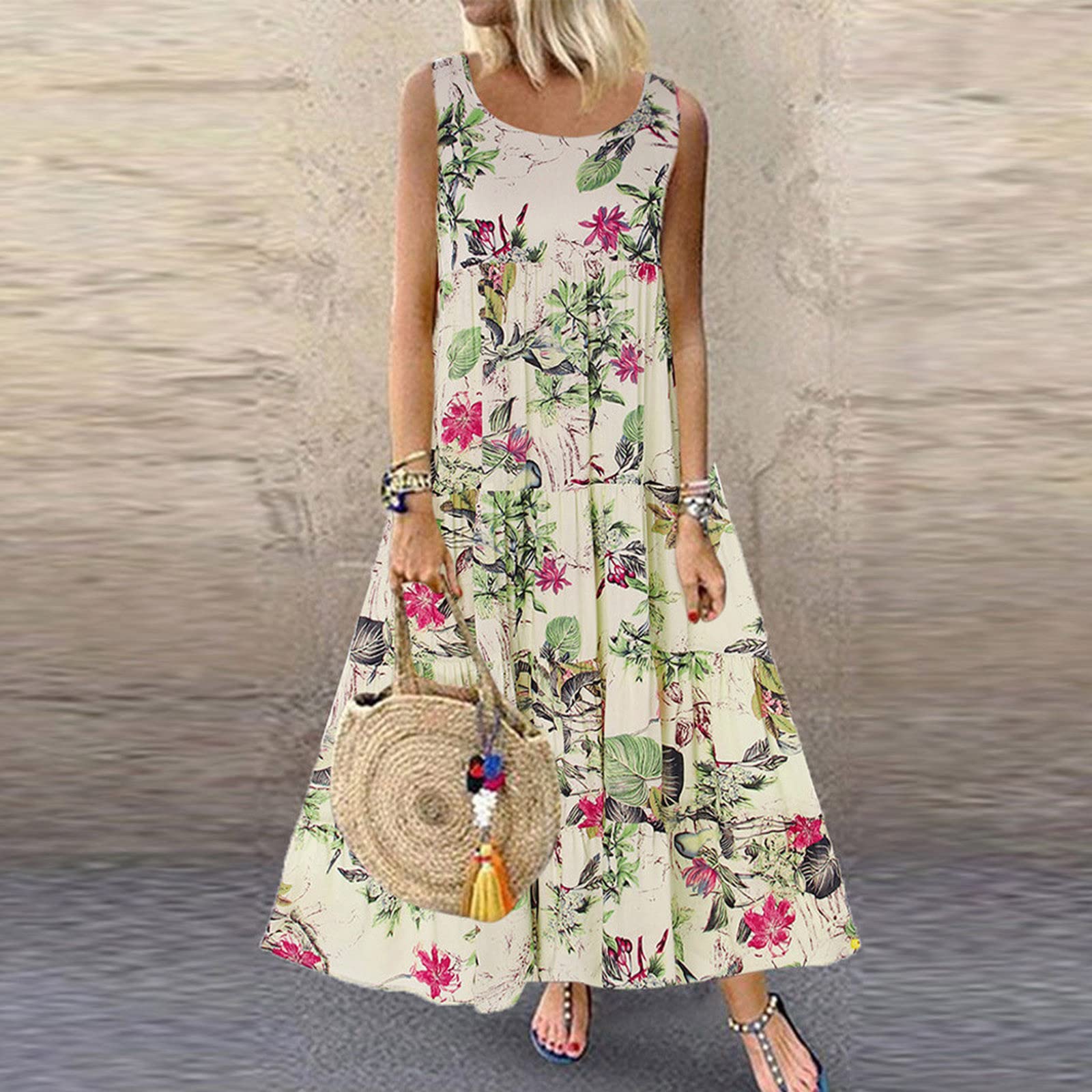 Oelaio Women's Summer Midi Dresses - Elegant Floral Jr Bridesmaid & Toddler Dresses | Perfect for Weddings, Parties & Summer Outings
