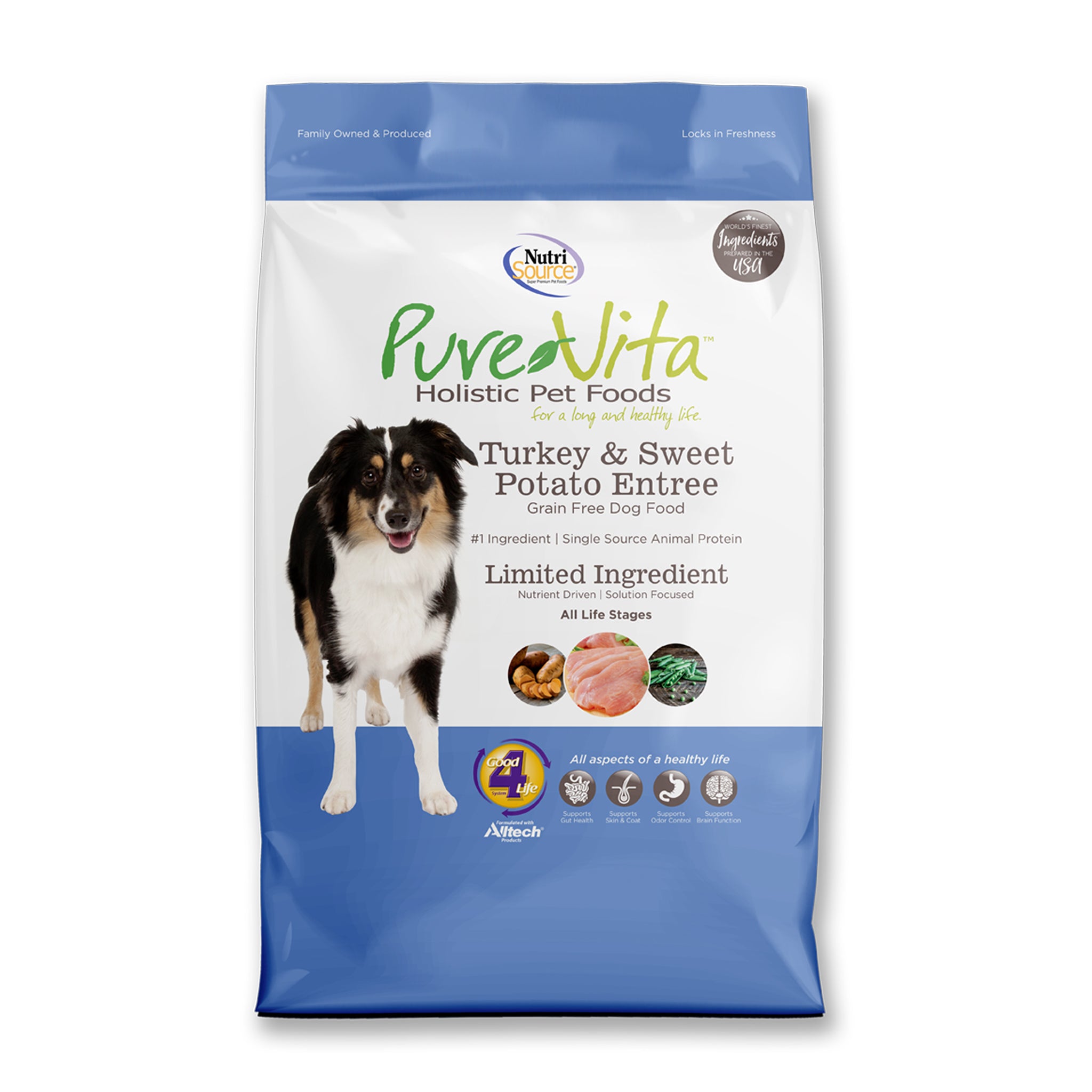 Pure Vita Grain Free Turkey & Sweet Potato Dog Food - High Protein, Natural Ingredients for Healthy Pets - Perfect for Adult Dogs with Sensitive Stomachs