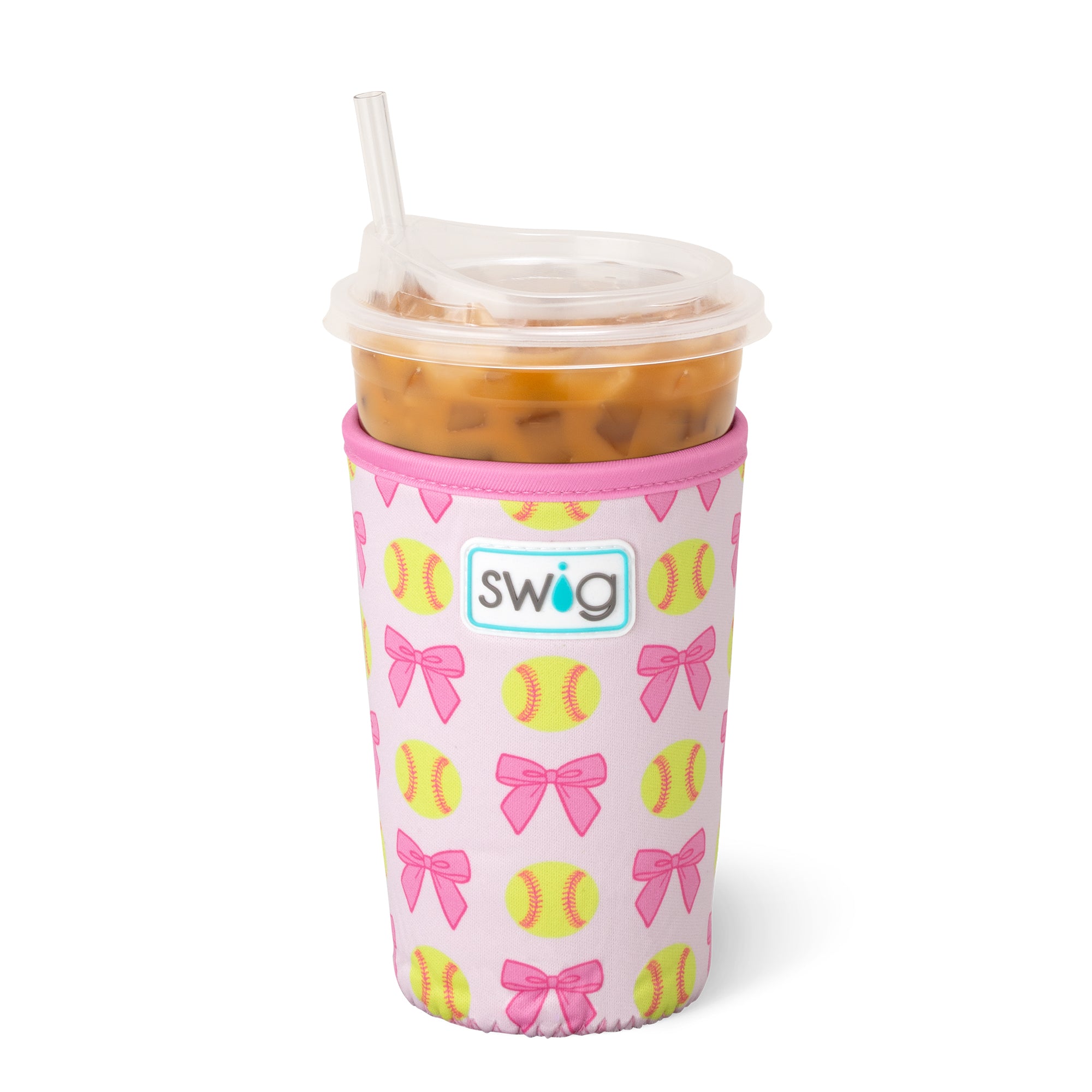 Pitch Hit Run Medium Iced Cup Coolie - Insulated Beverage Sleeve for Baseball Games, Outdoor Sports & Summer Drinks