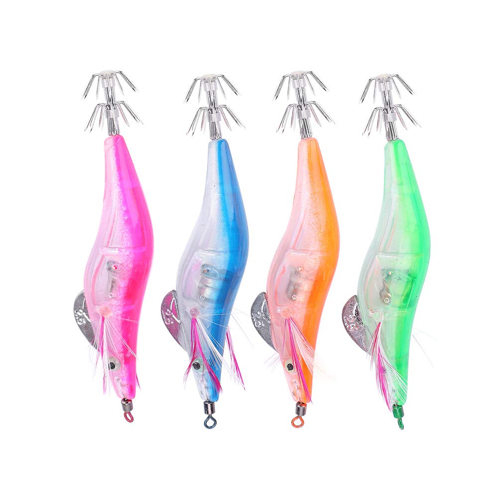 Alomejor 10cm Electric Fishing Lures - Glow in the Dark Bionic Shrimp Saltwater Squid Baits for Bass, Trout & Saltwater Fishing | Perfect for Night Fishing & Deep Sea Angling
