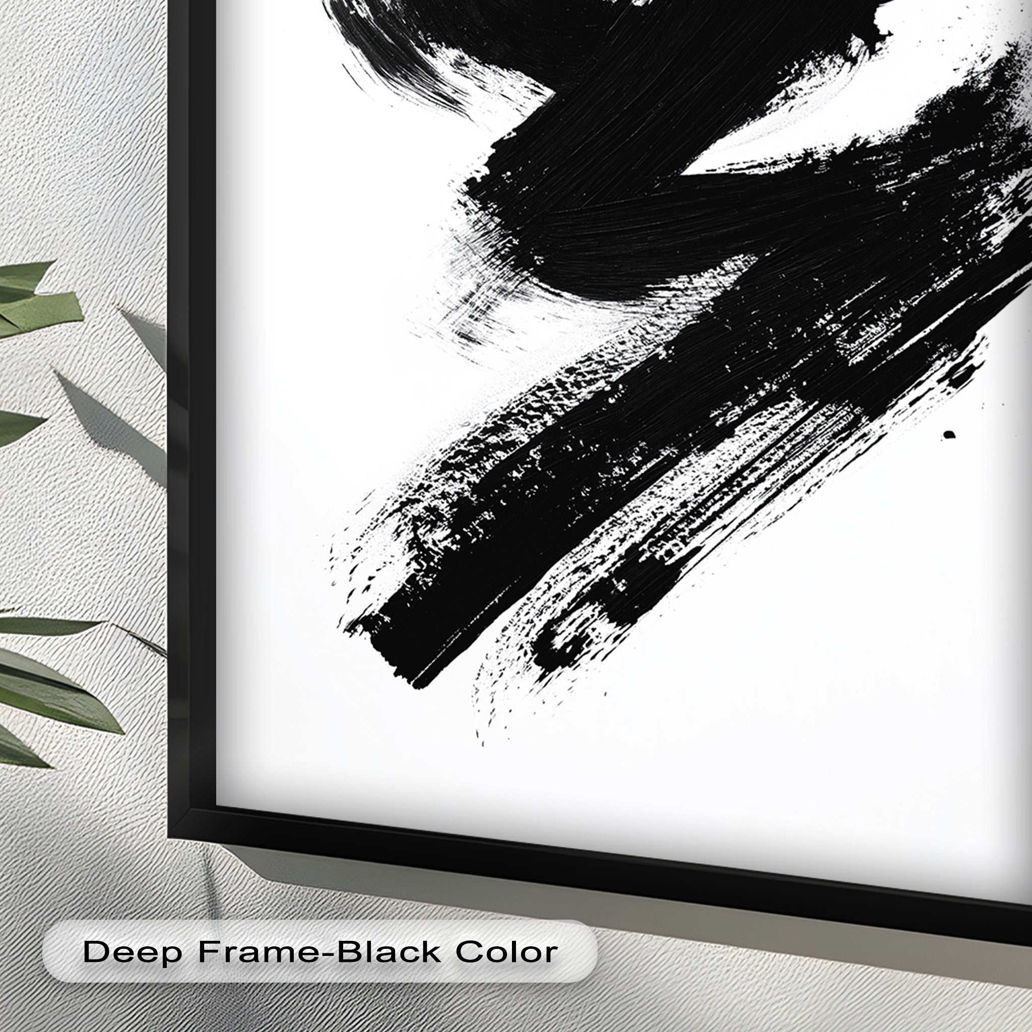 Black Brushstroke Abstract Oil Painting - Modern Wall Art for Living Room, Bedroom & Office Decor