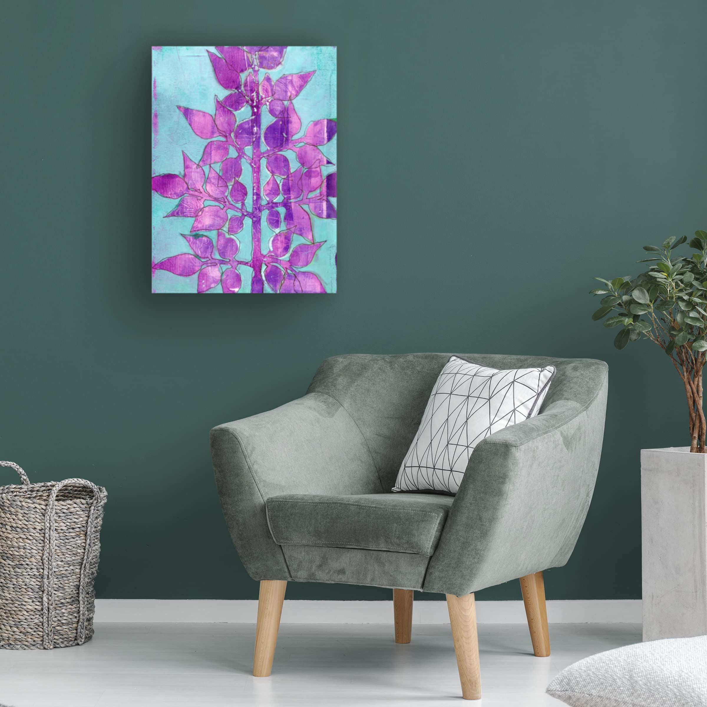 Regina Moore 'Purple Planta I' Canvas Wall Art Print - Modern Botanical Floral Painting for Living Room, Bedroom & Office Decor