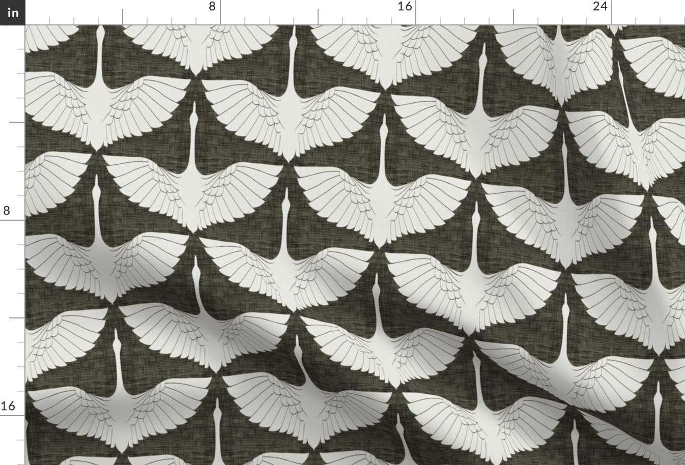 Decorative Spoonflower Fabric - Small Cranes Bird Art Deco Animals Autumn Swan Print on Soft Minky Fabric Fat Quarter for Sewing Projects, Baby Blankets, Quilt Backing & Plush Toys | Perfect for Nursery Decor, DIY Crafts & Home Decor